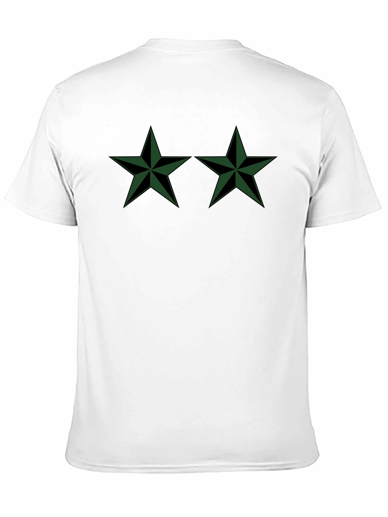 Two Green Stars Black T-Shirt