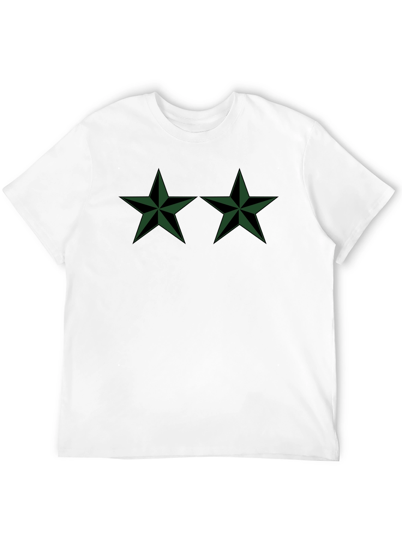 Two Green Stars Black T-Shirt