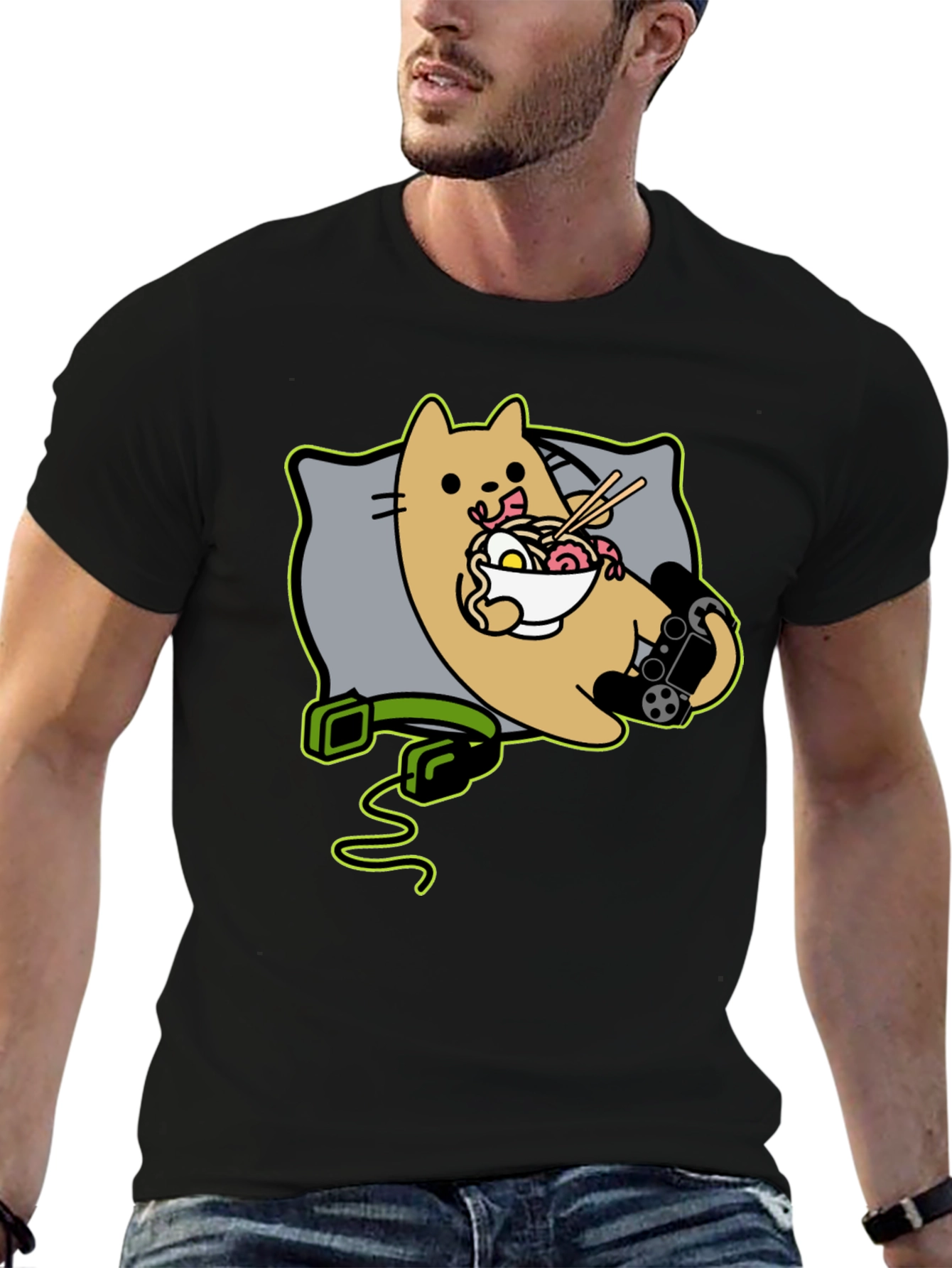 Gamer Cat Ramen T-Shirt