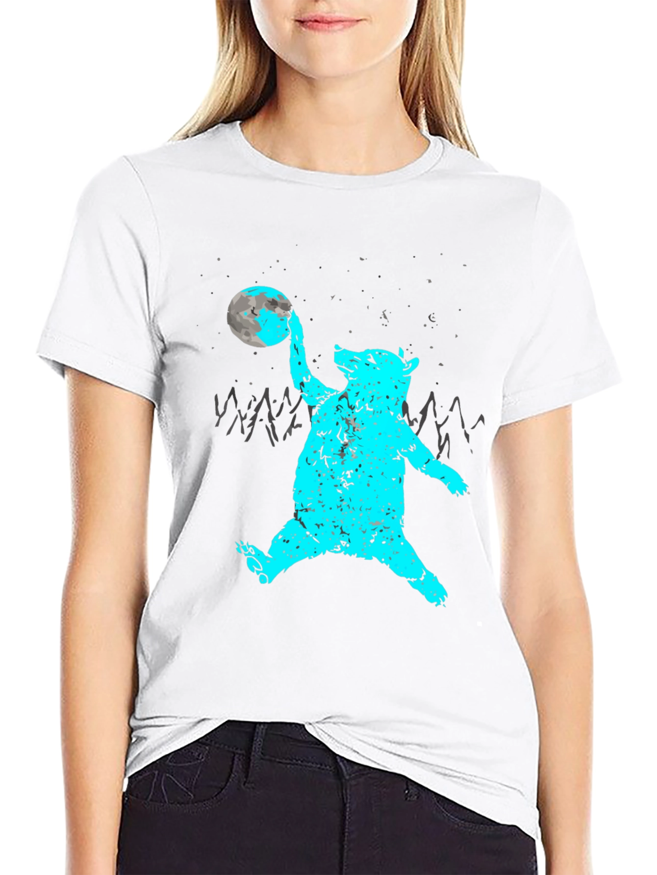 Bear Moon Graphic Tee - Black