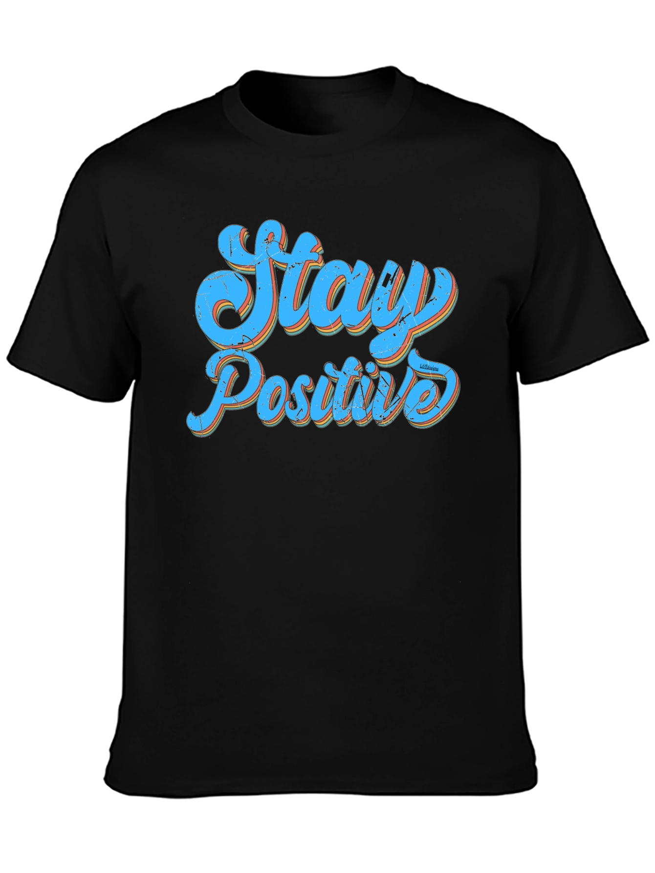 Stay Positive Graphic Print Black T-Shirt