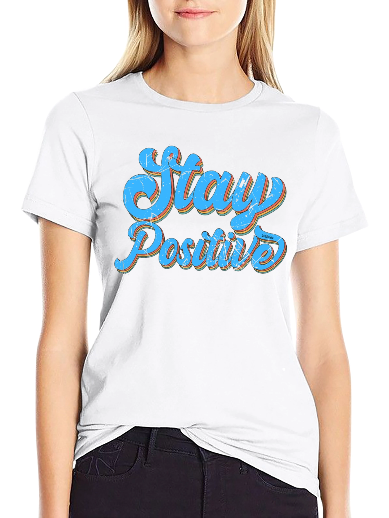 Stay Positive Graphic Print Black T-Shirt