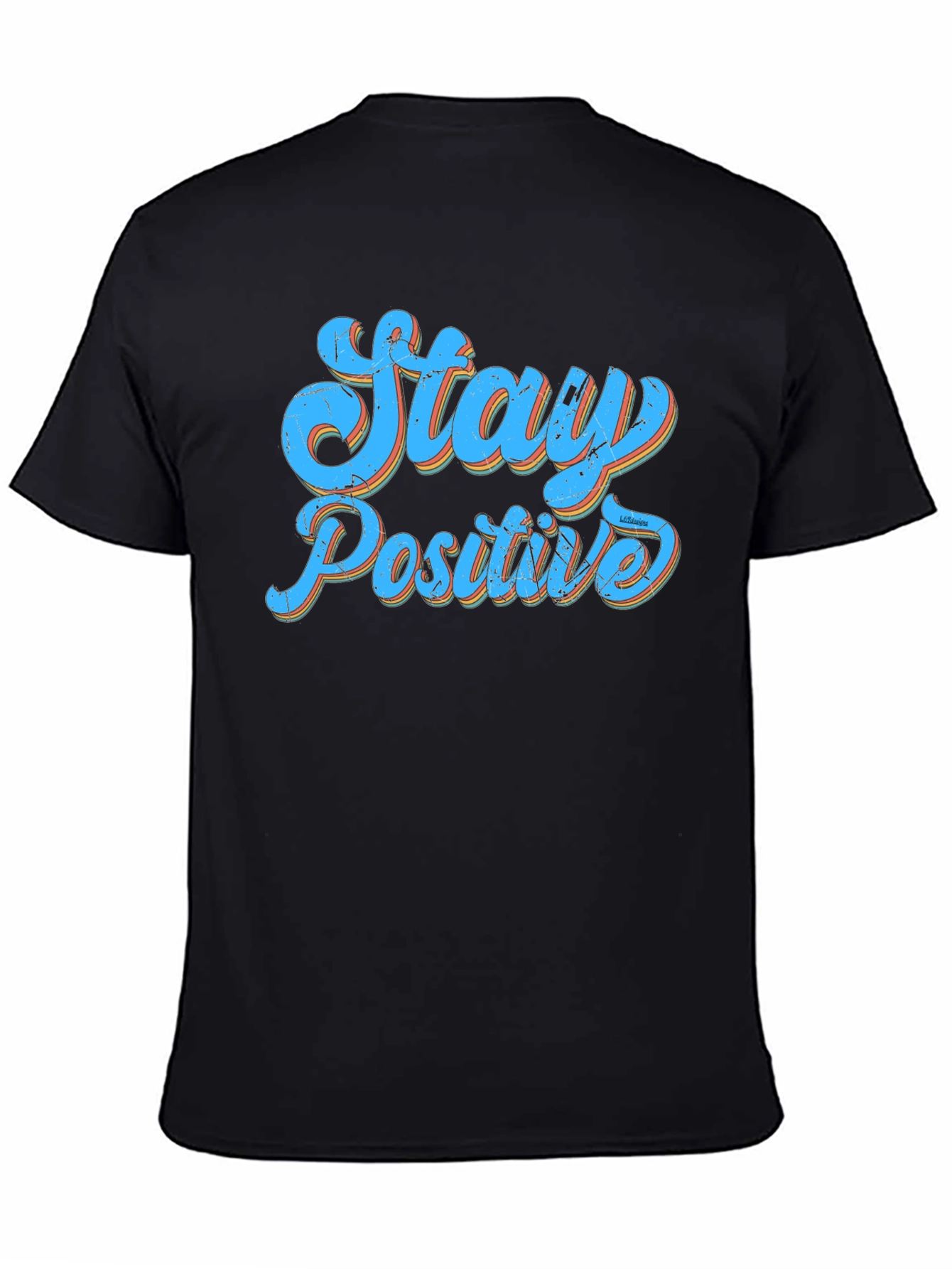 Stay Positive Graphic Print Black T-Shirt