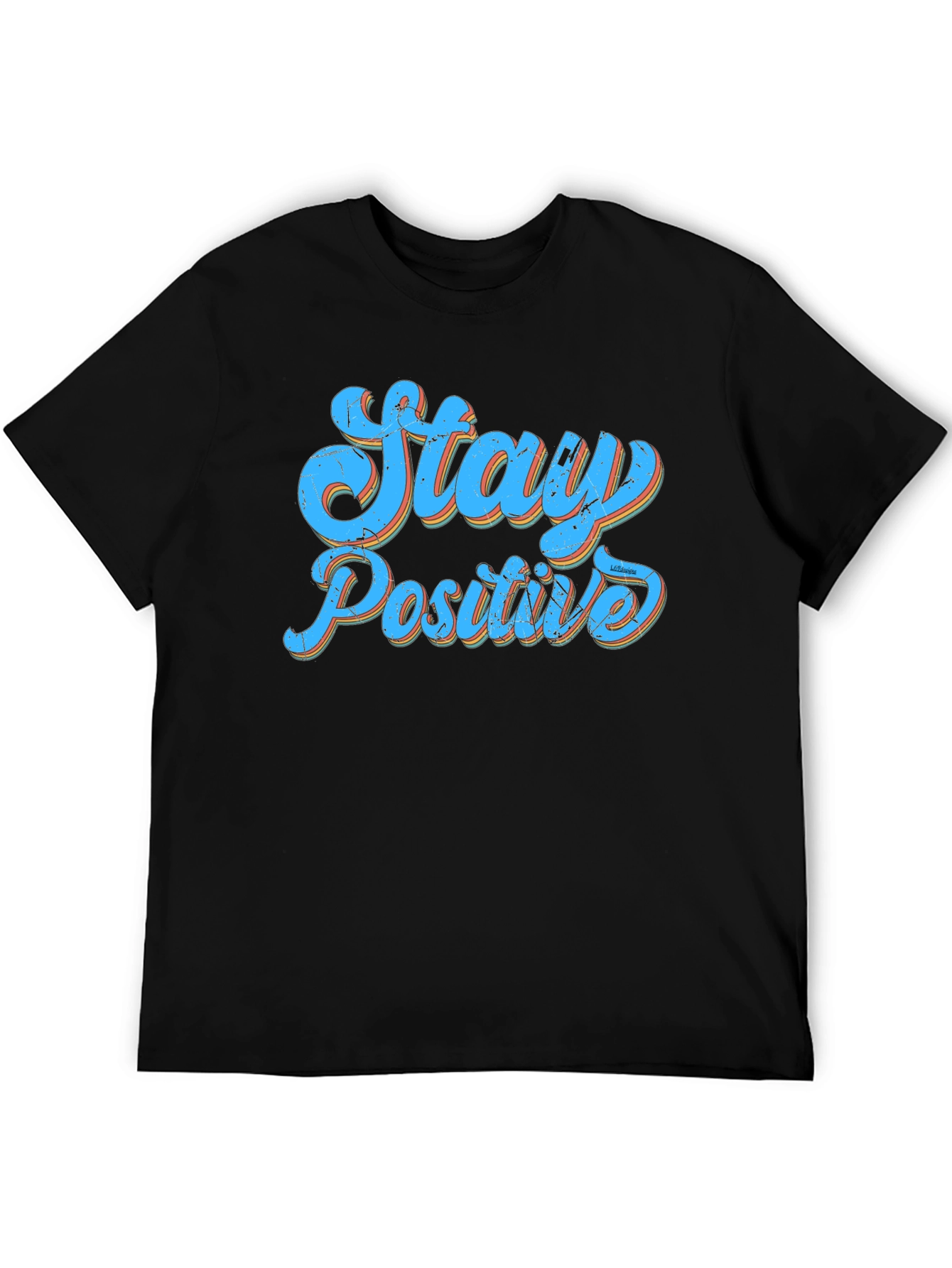 Stay Positive Graphic Print Black T-Shirt
