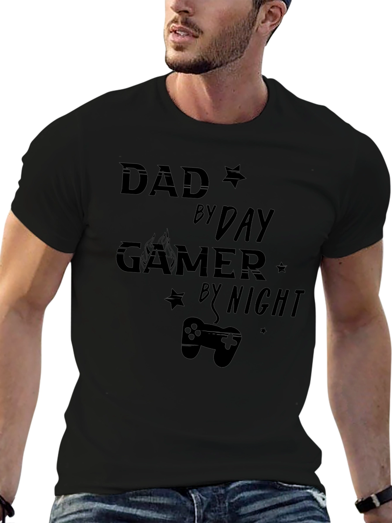 Dad By Day Gamer By Night Graphic T-Shirt