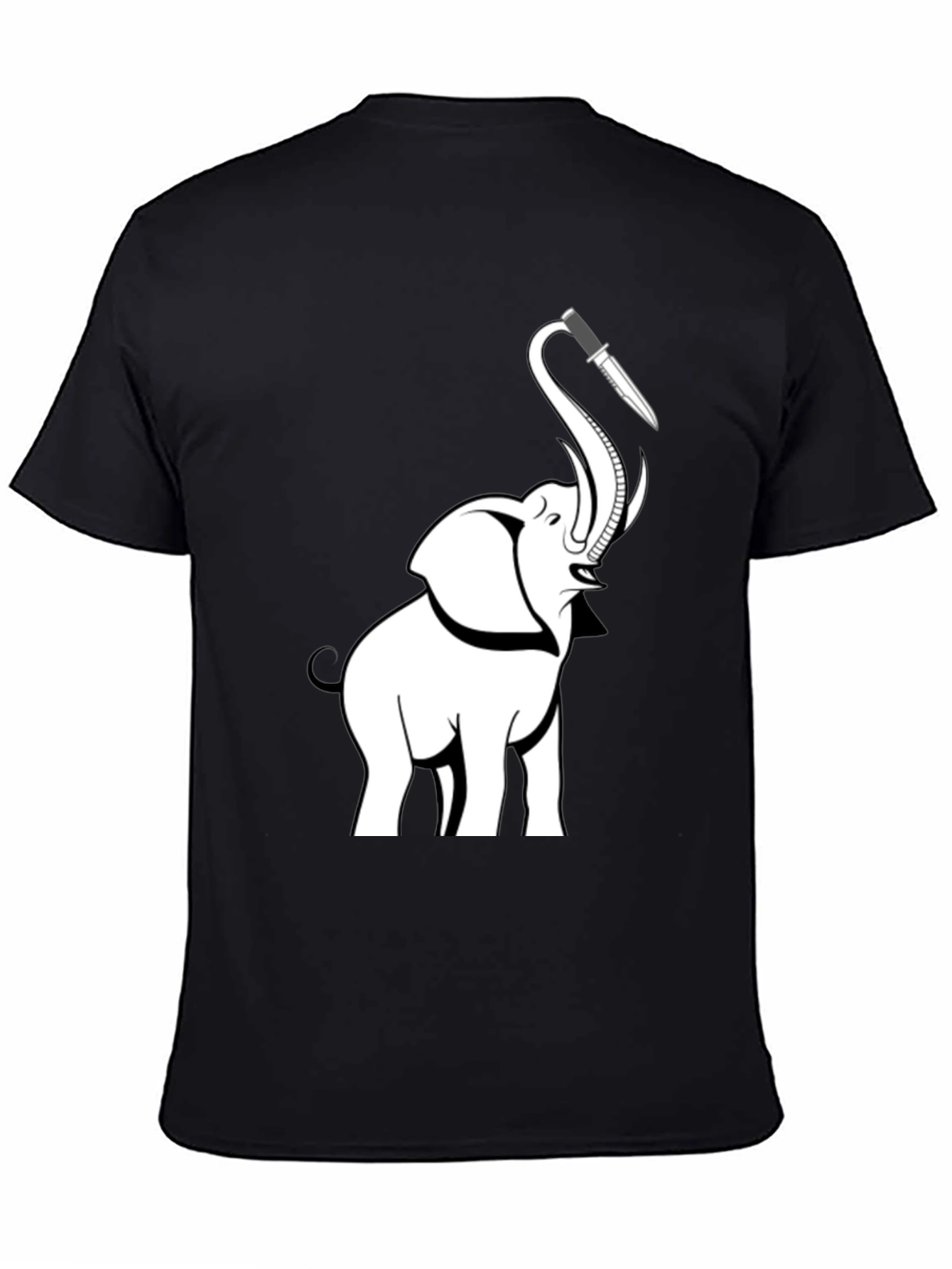 Elephant Knife Graphic T-Shirt - Black