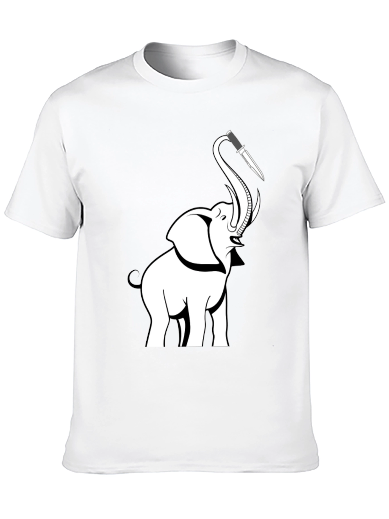 Elephant Knife Graphic T-Shirt - Black