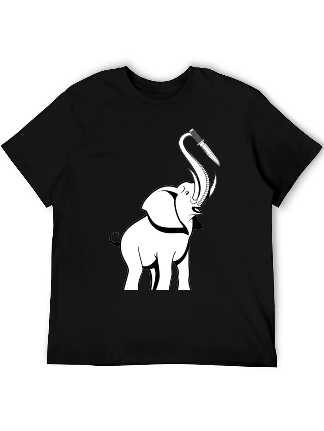 Elephant Knife Graphic T-Shirt - Black