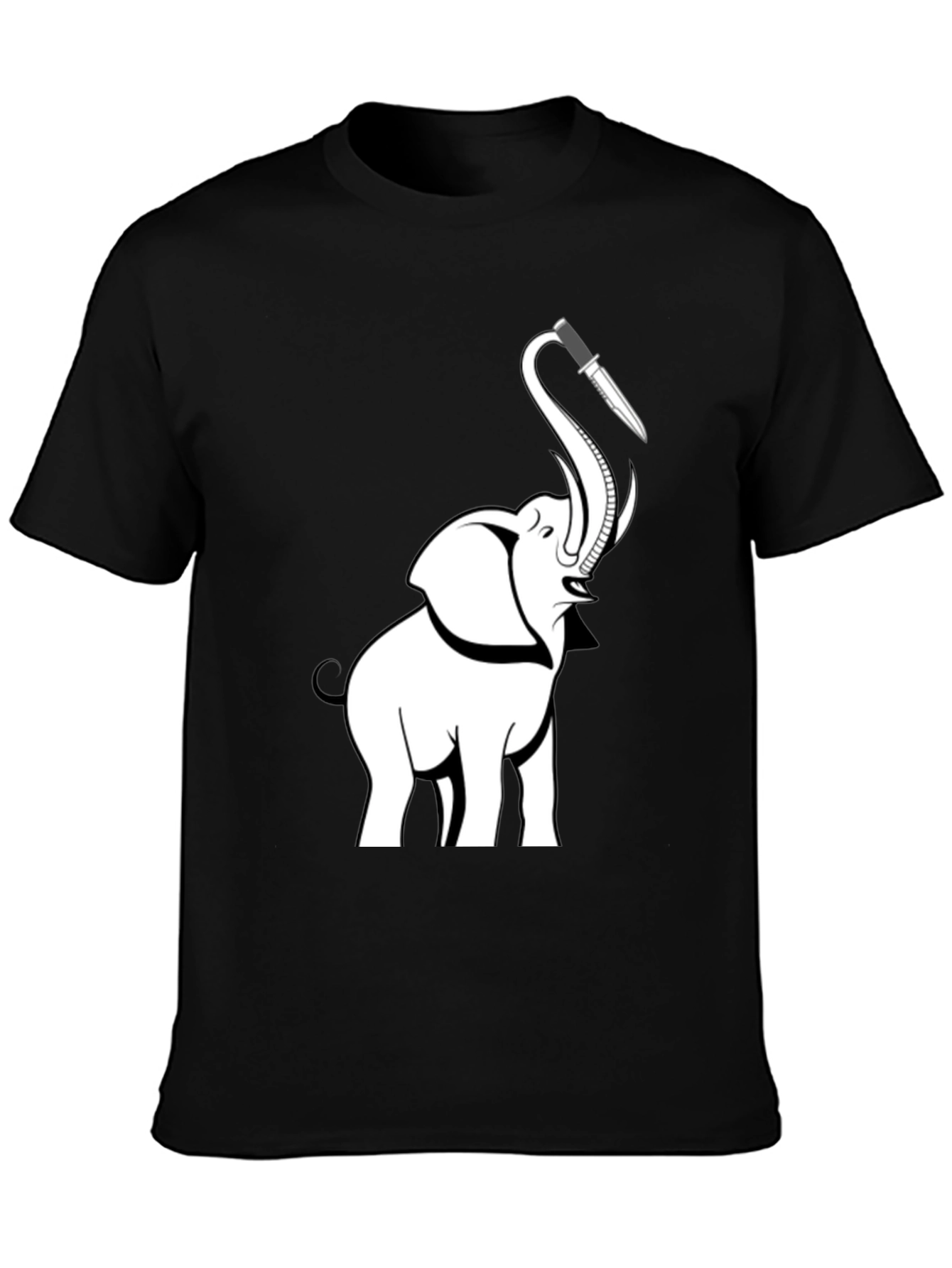 Elephant Knife Graphic T-Shirt - Black