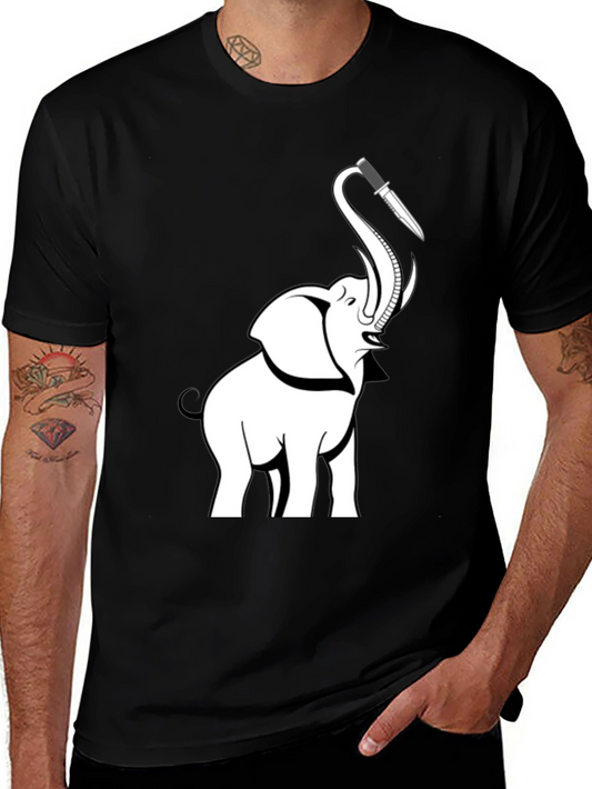 Elephant Knife Graphic T-Shirt - Black