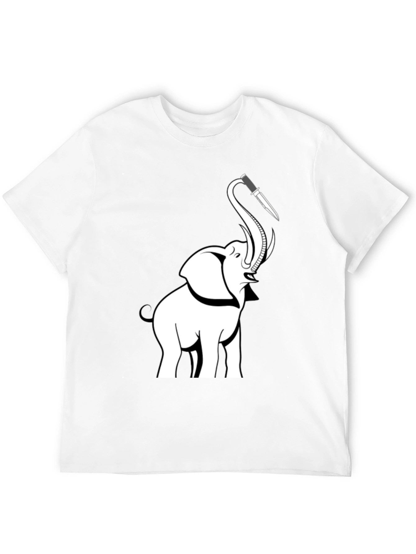 Elephant Knife Graphic T-Shirt - Black