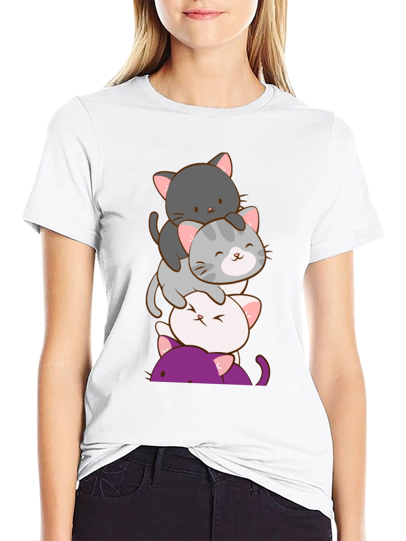 Stack of Cute Cats Graphic T-Shirt
