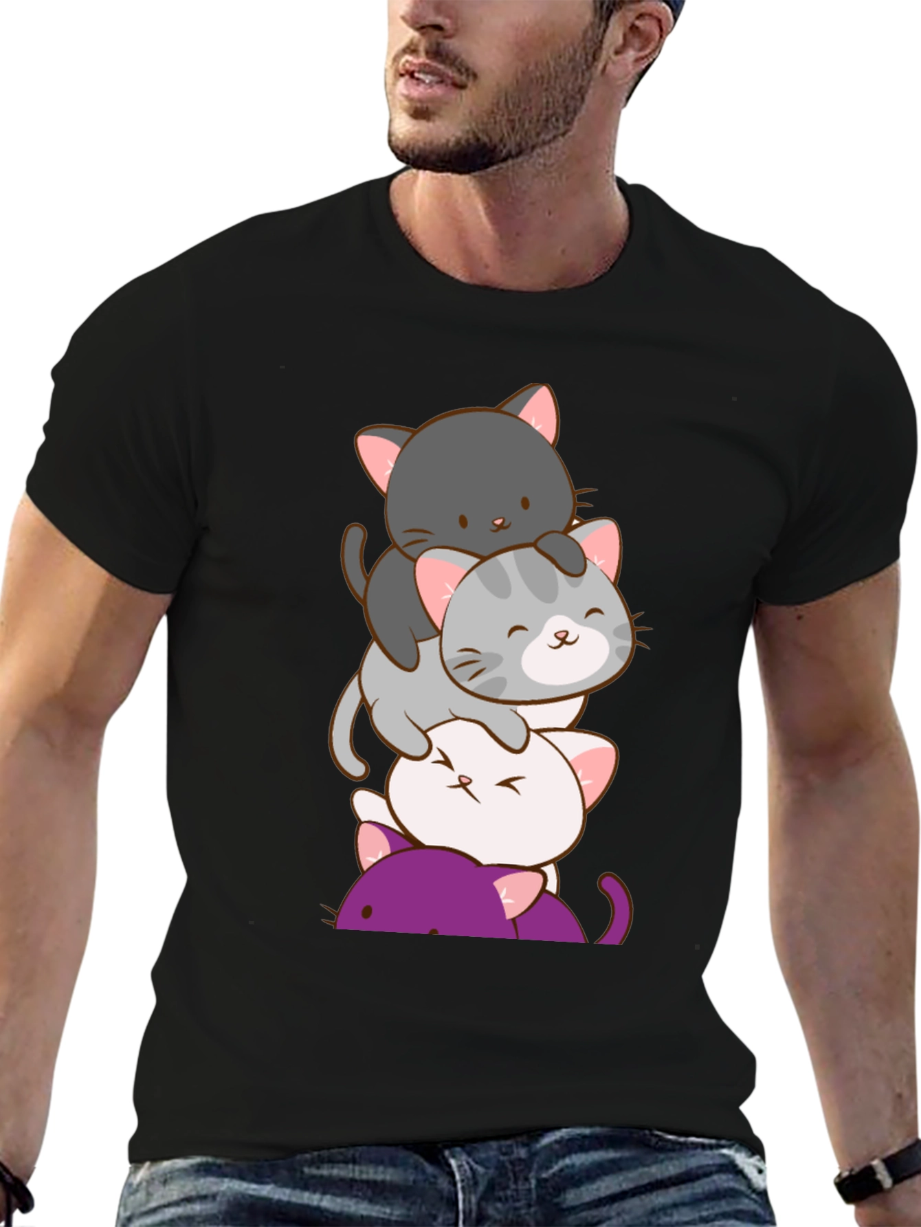 Stack of Cute Cats Graphic T-Shirt