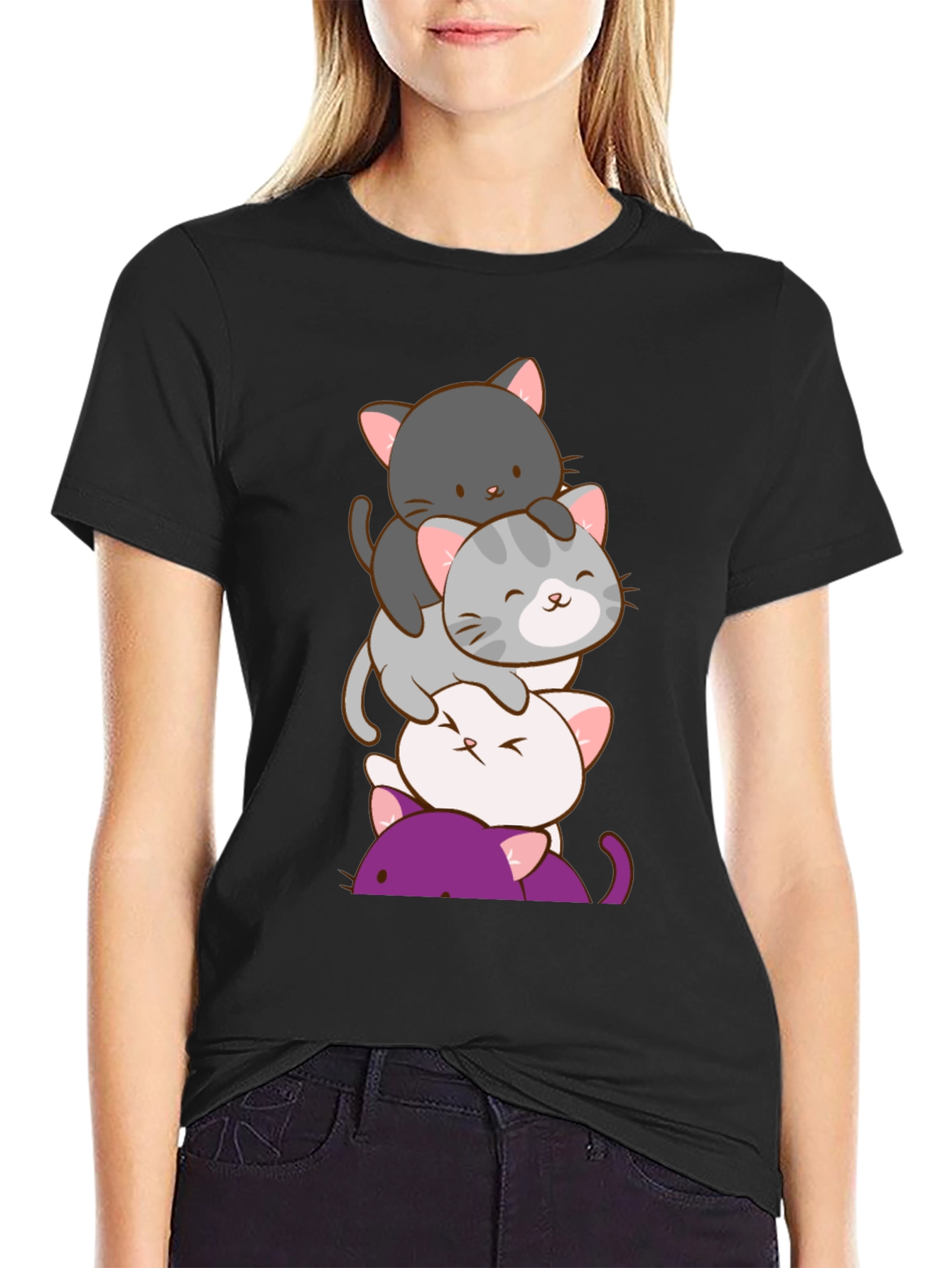 Stack of Cute Cats Graphic T-Shirt
