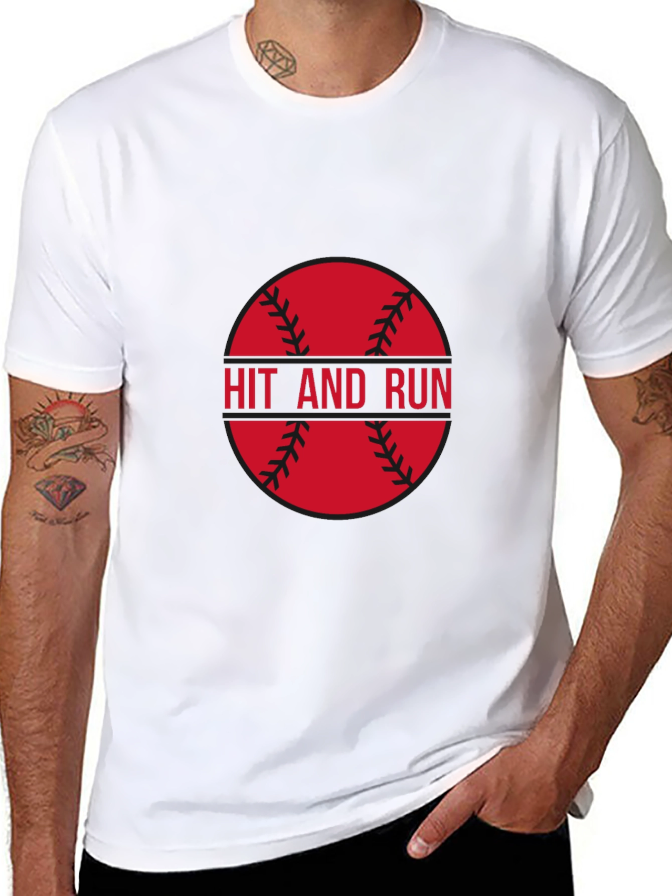 Hit and Run Baseball Graphic Tee - Black