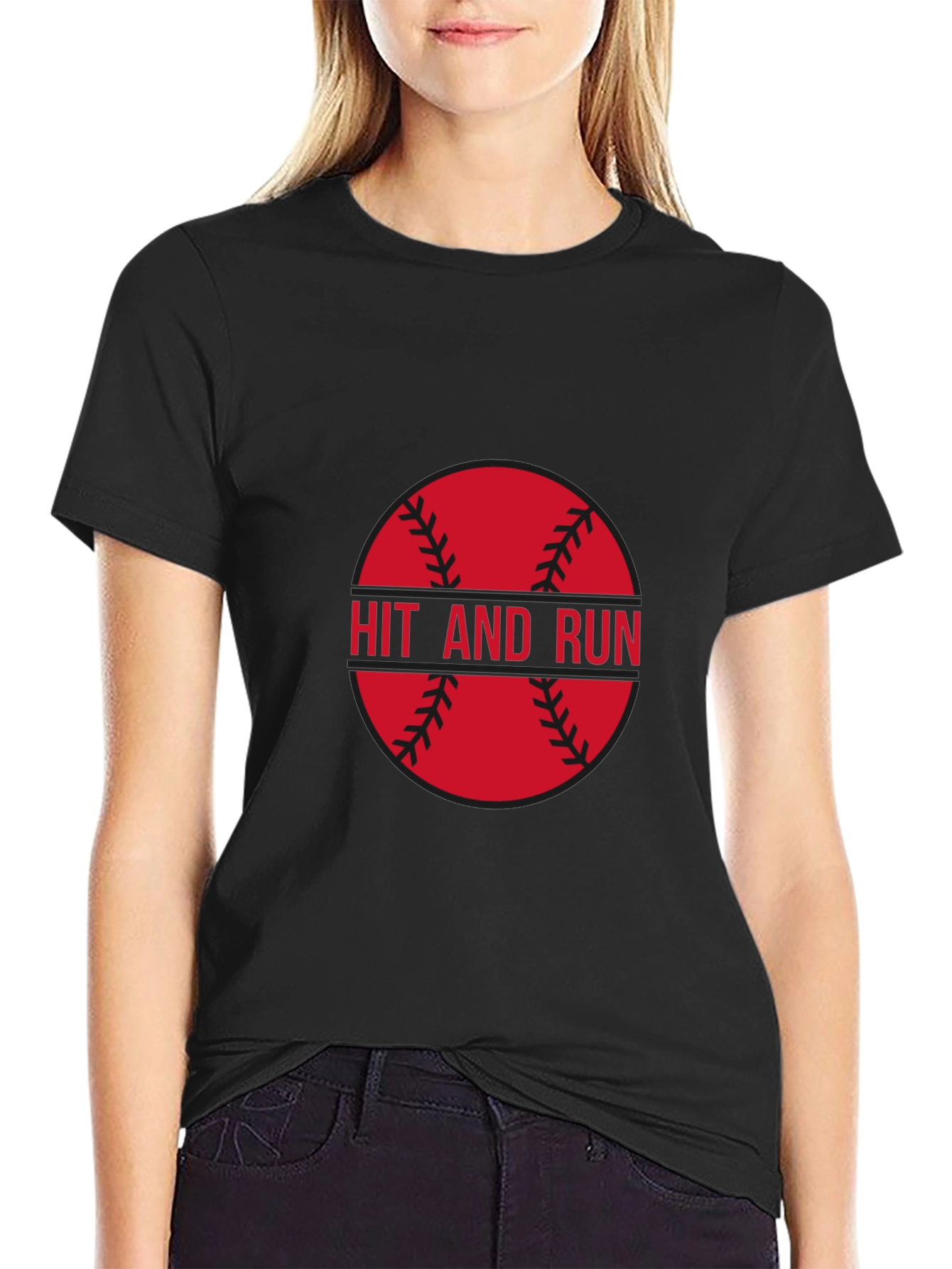 Hit and Run Baseball Graphic Tee - Black