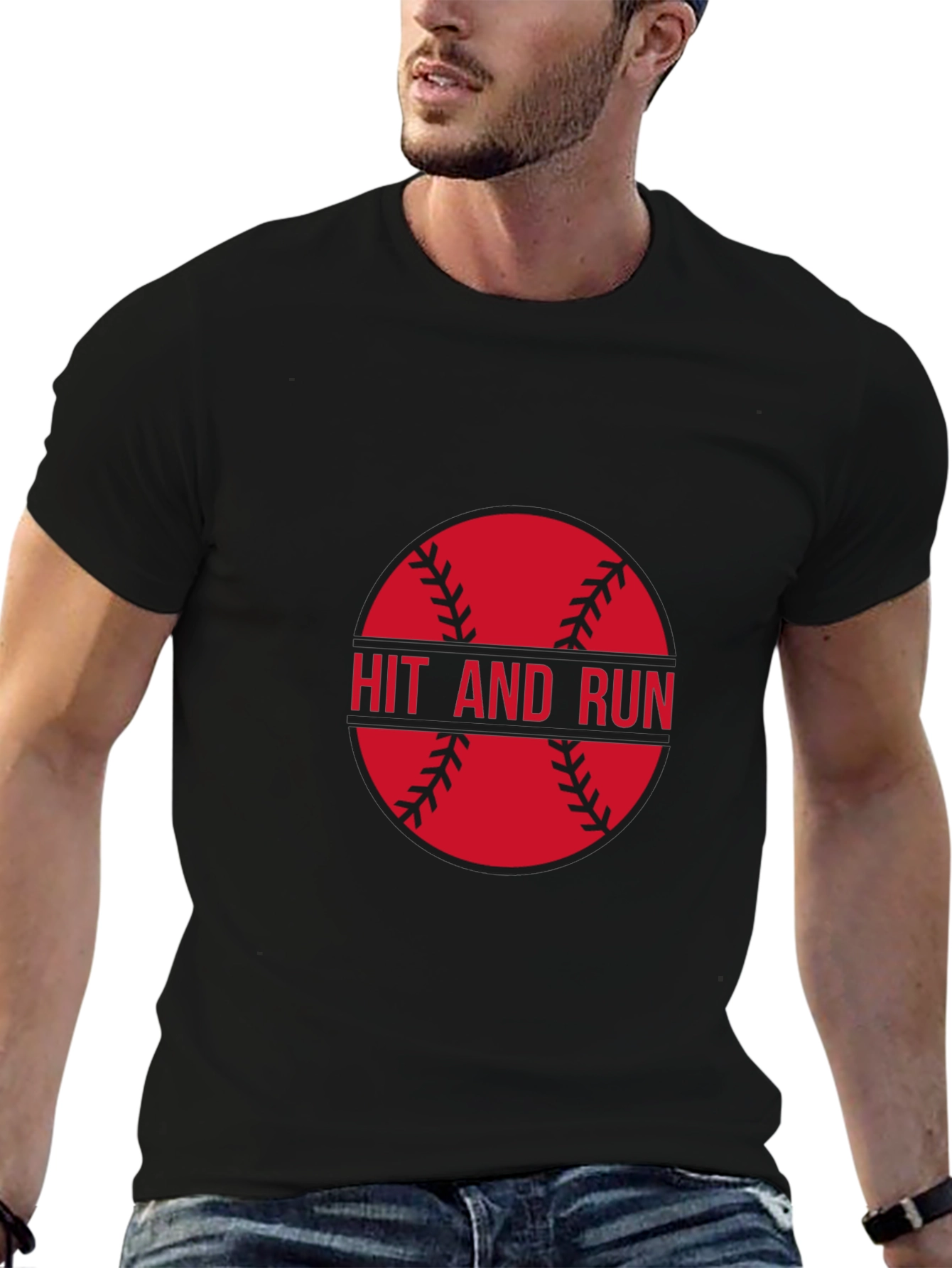Hit and Run Baseball Graphic Tee - Black