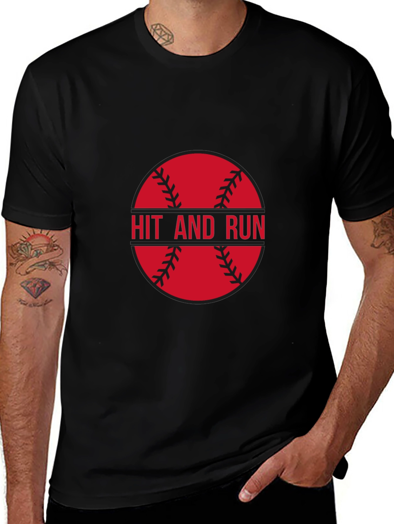 Hit and Run Baseball Graphic Tee - Black