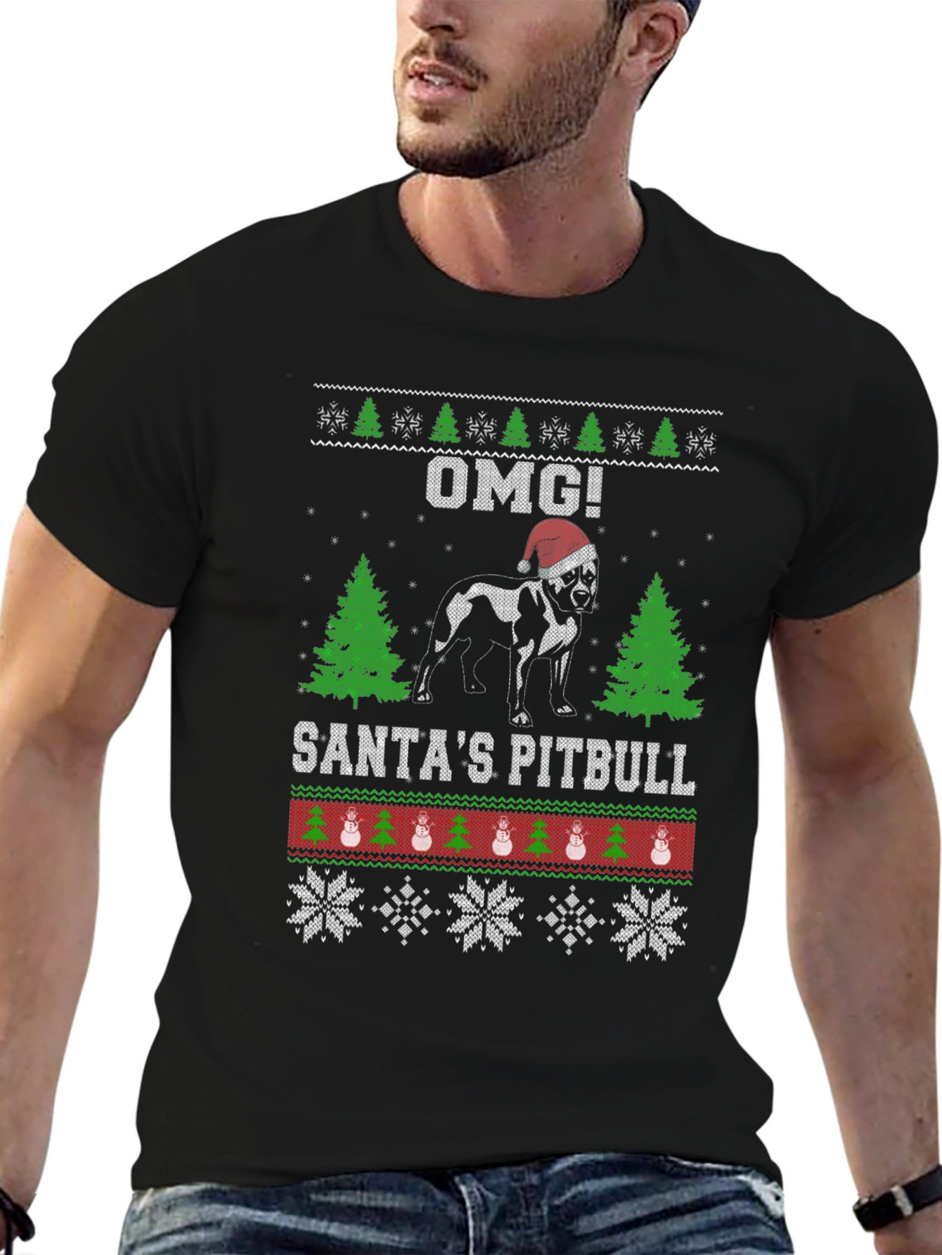 Santas Pitbull Ugly Christmas Sweater T-Shirt