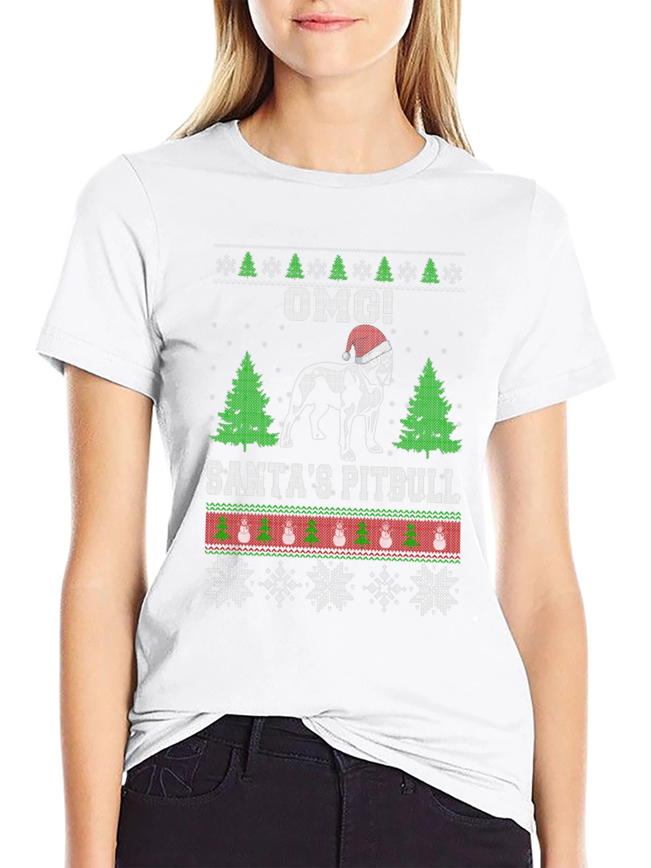 Santas Pitbull Ugly Christmas Sweater T-Shirt