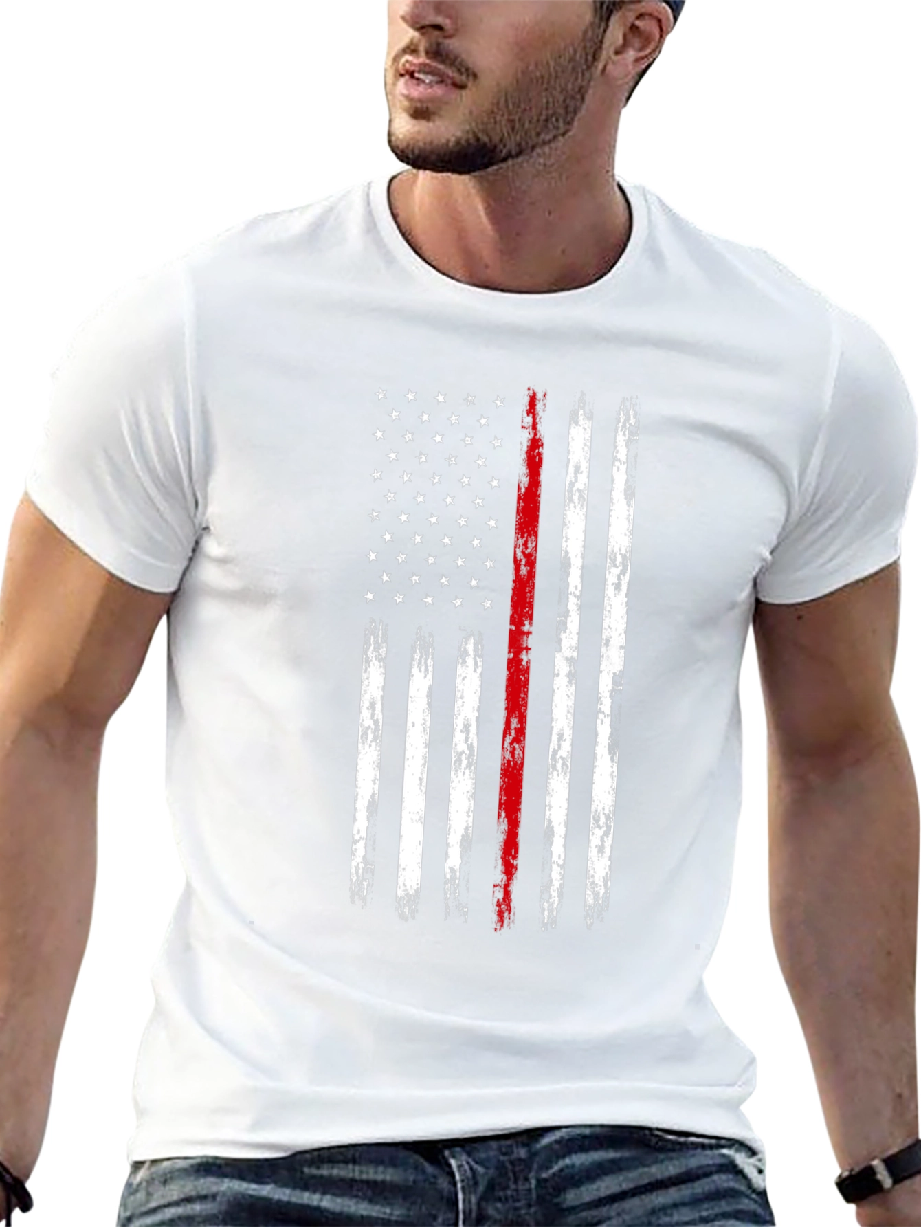 Thin Red Line American Flag Graphic T-Shirt