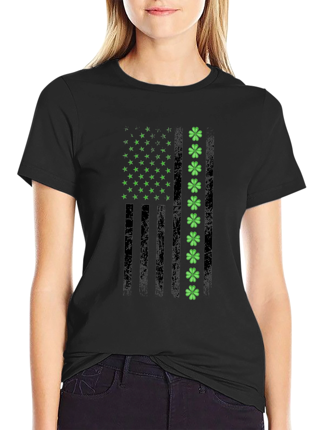 St. Patricks Day American Flag Shamrock T-Shirt