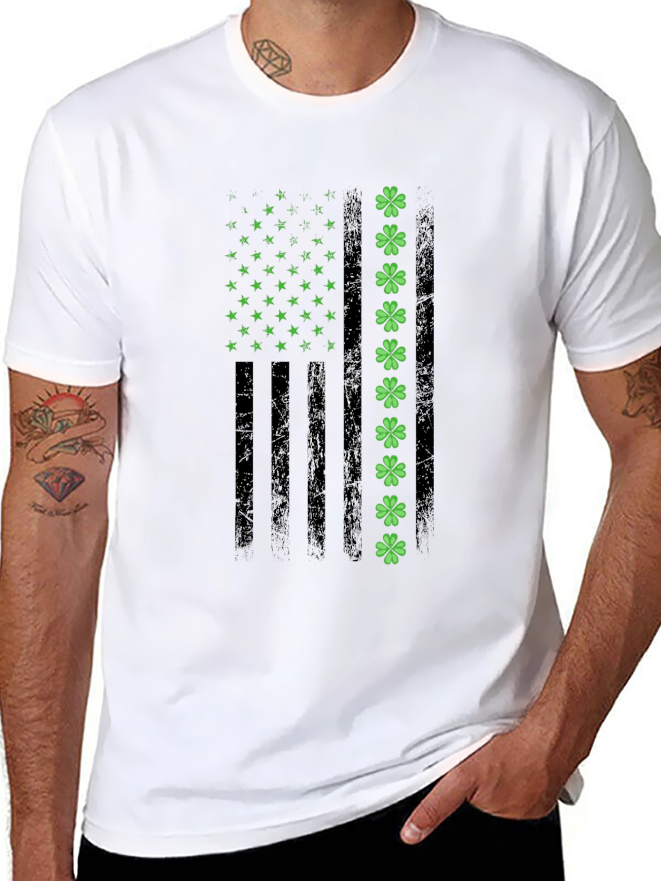 St. Patricks Day American Flag Shamrock T-Shirt