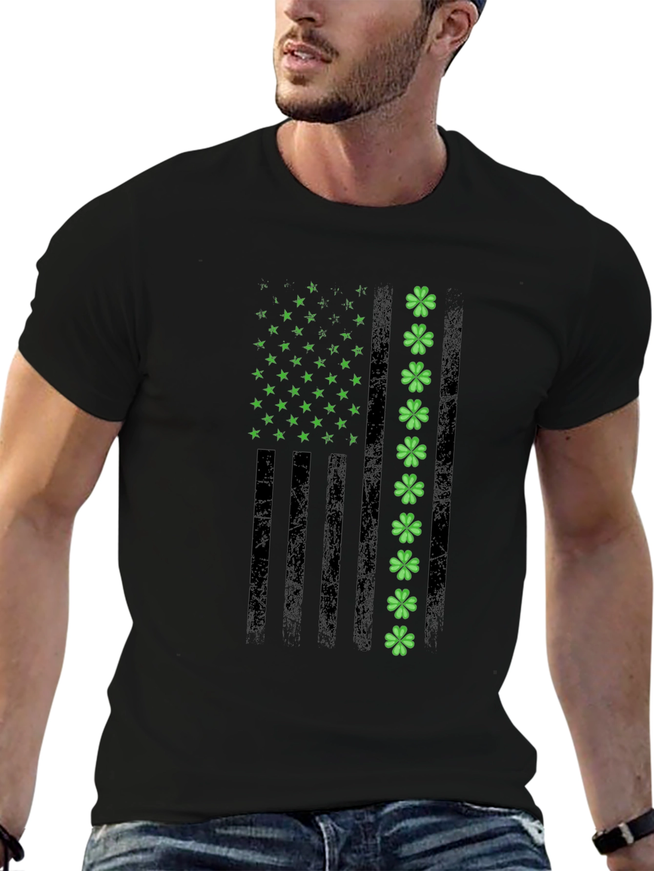 St. Patricks Day American Flag Shamrock T-Shirt