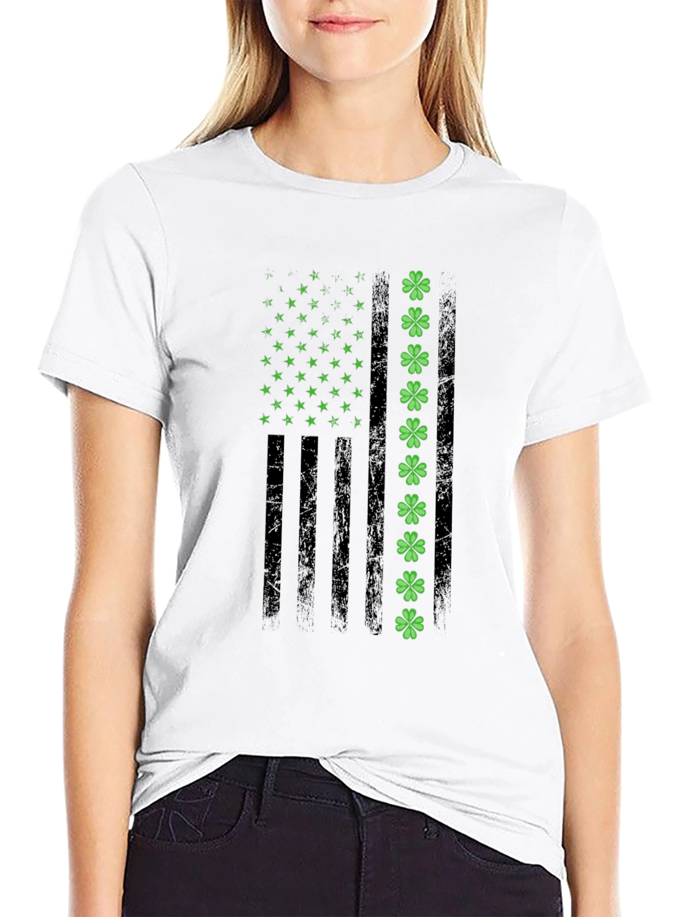 St. Patricks Day American Flag Shamrock T-Shirt