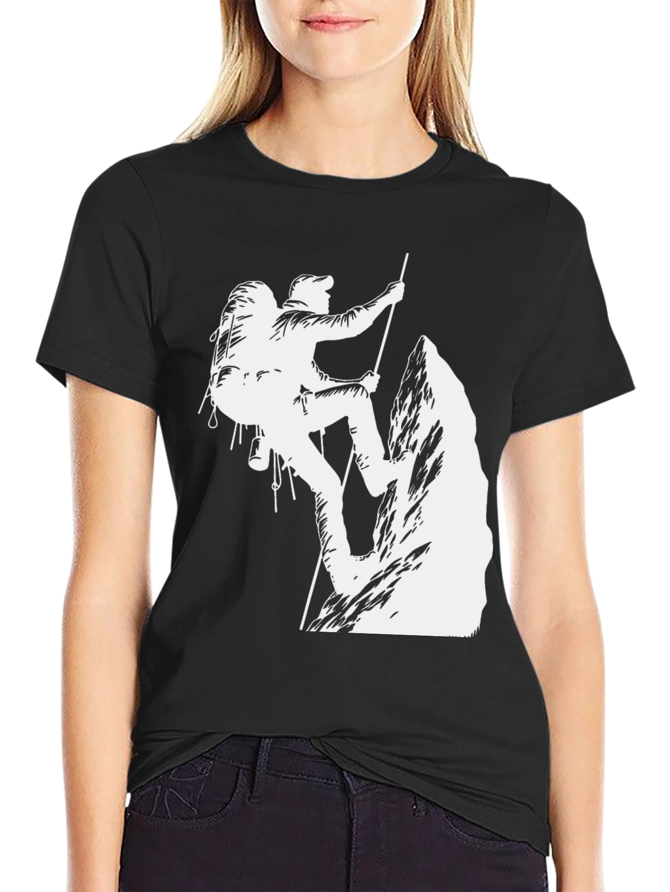 Climbing Graphic T-Shirt - Black Cotton Tee