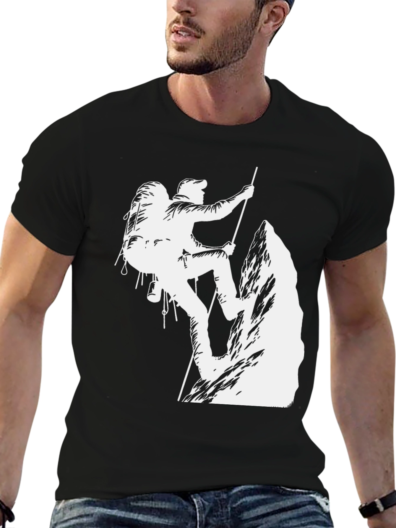 Climbing Graphic T-Shirt - Black Cotton Tee