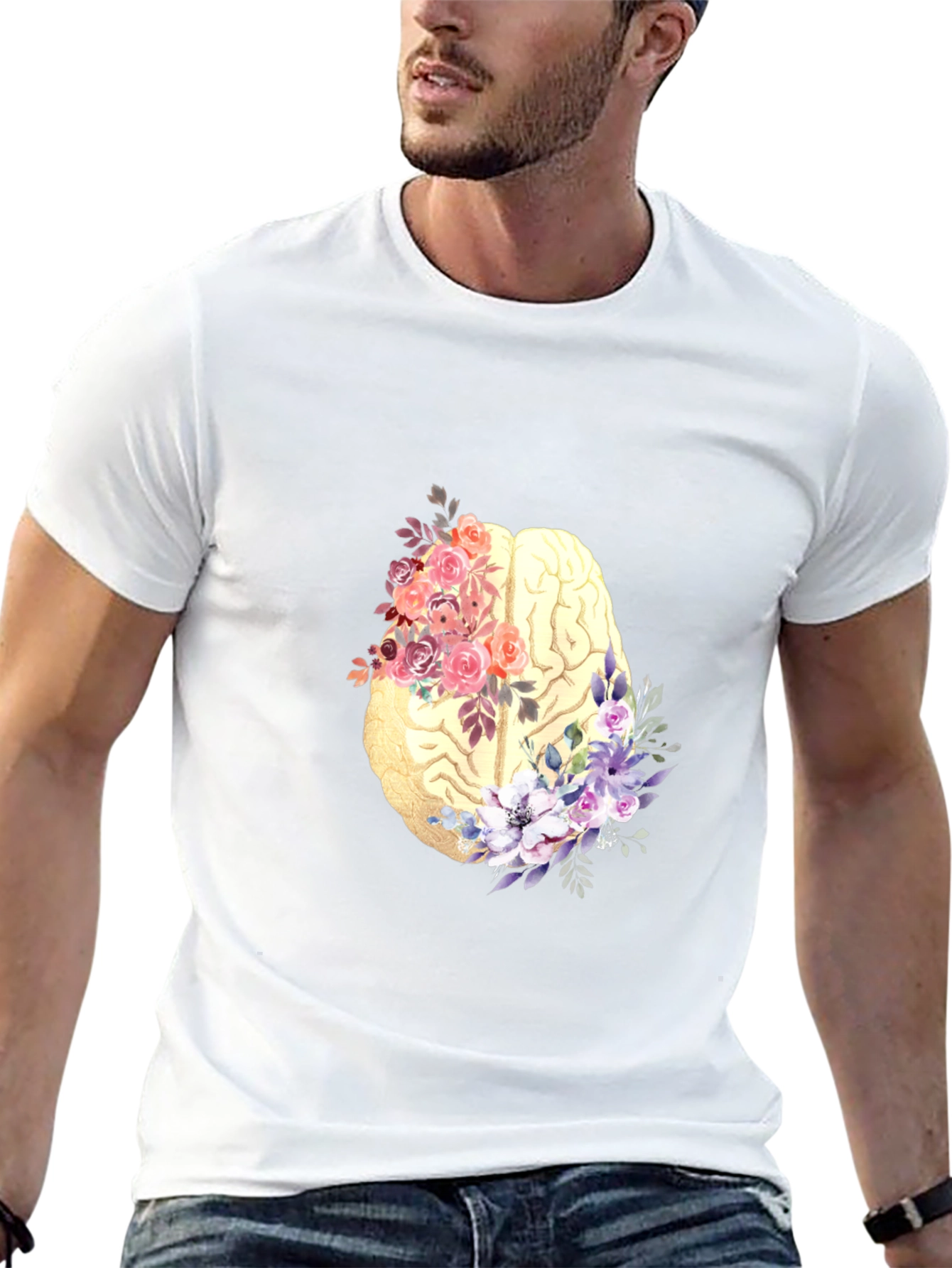Floral Brain Graphic Tee - Black