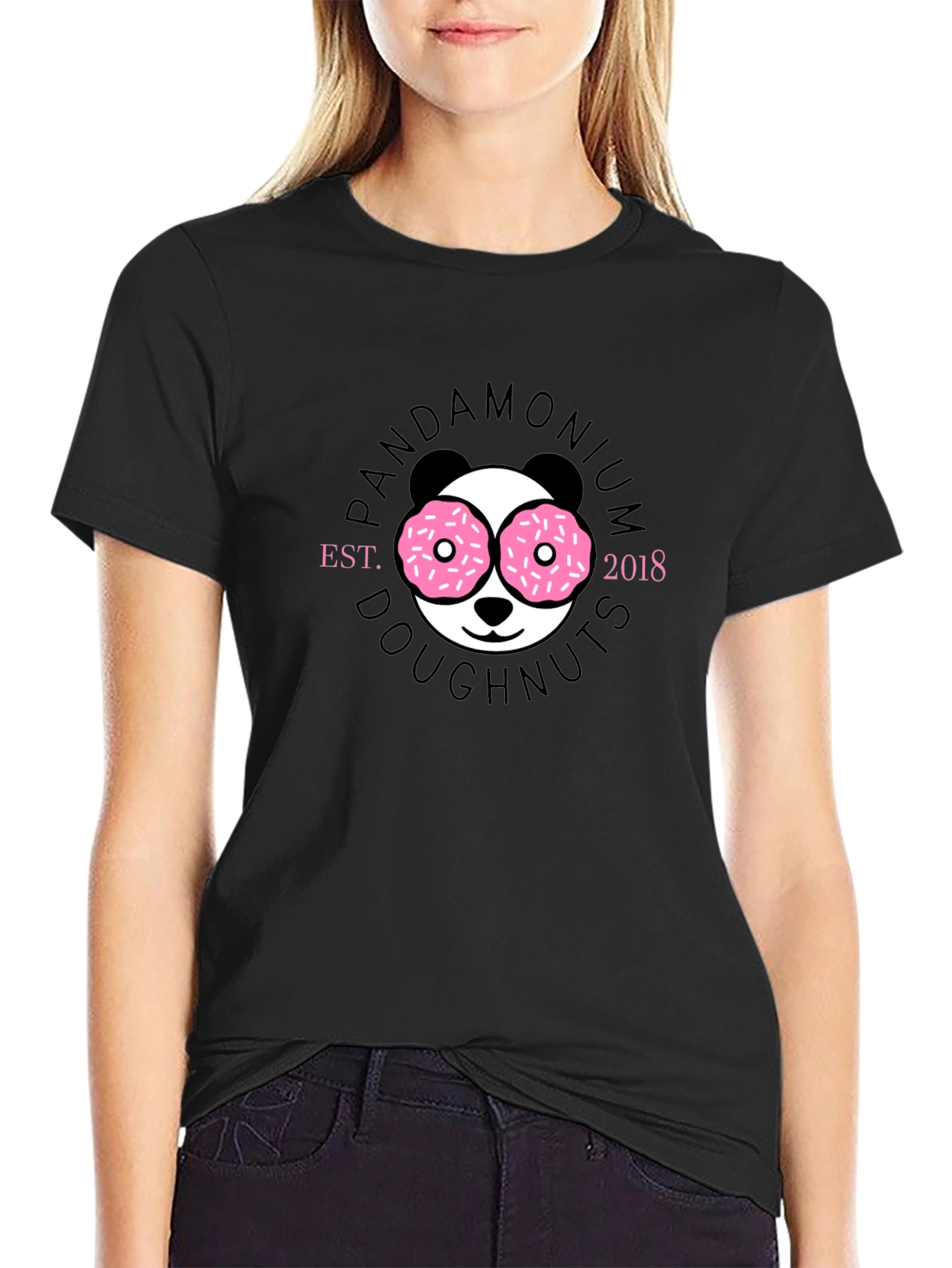 Pandamonium Doughnuts Black T-Shirt