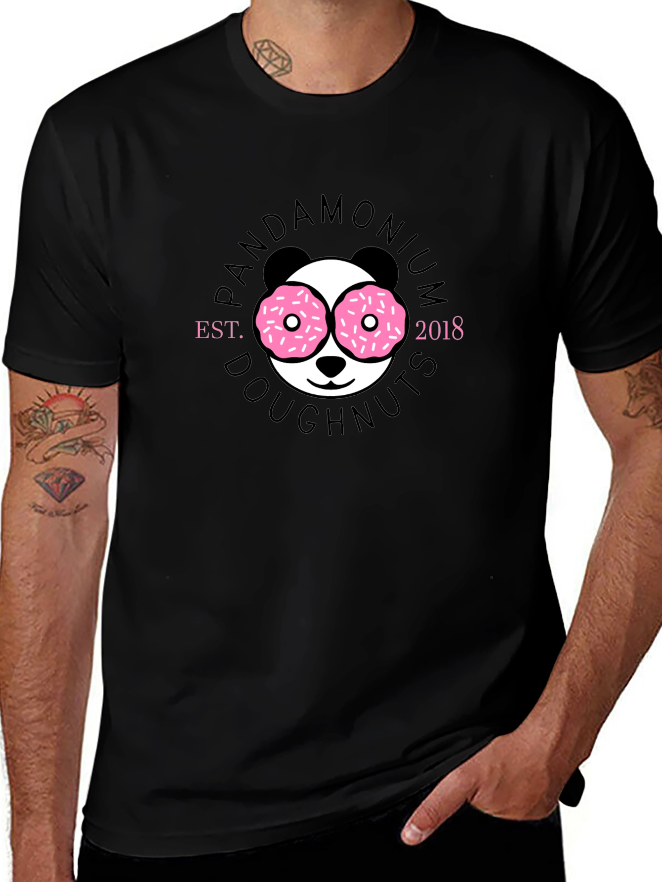 Pandamonium Doughnuts Black T-Shirt