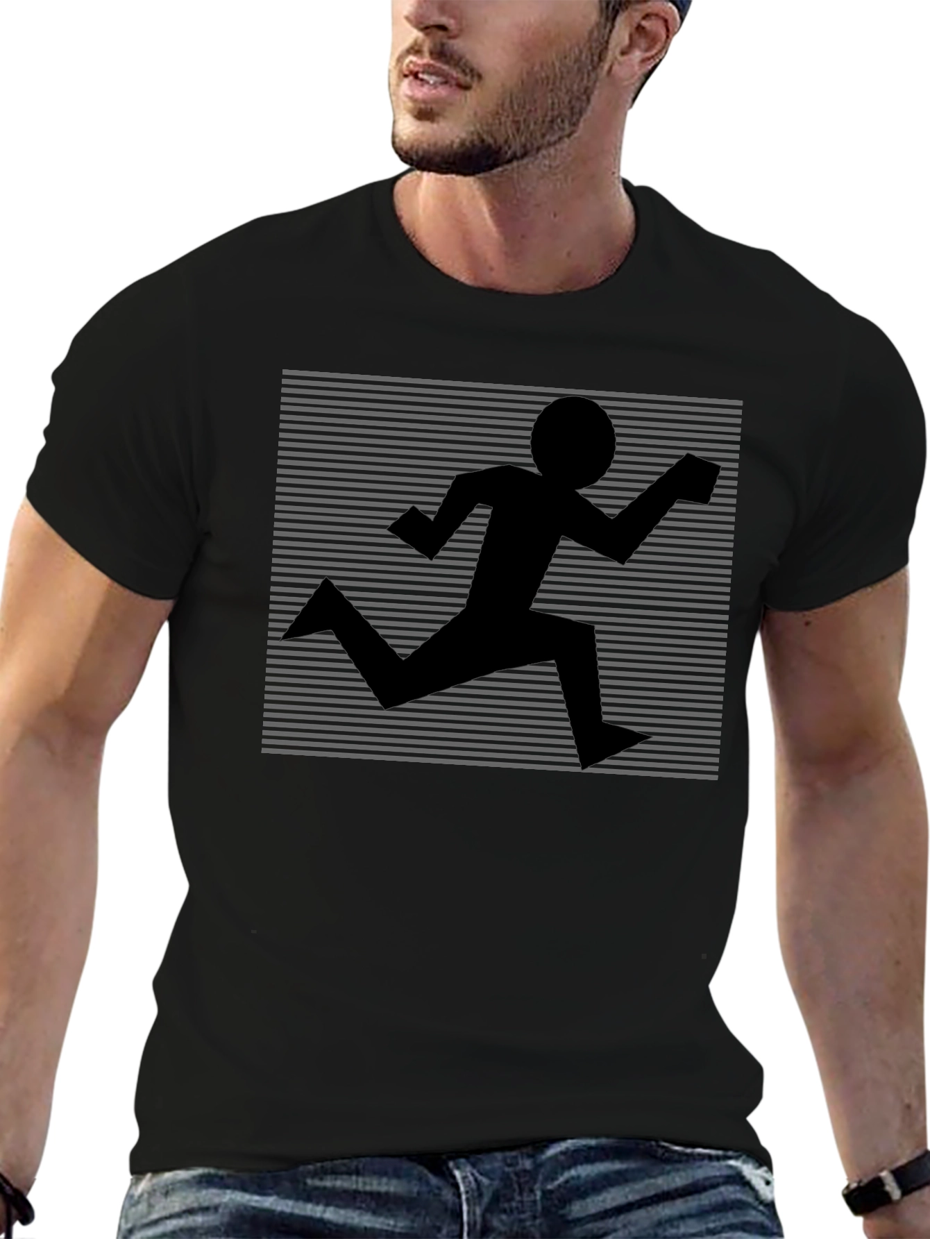 Retro Runner Graphic Tee - Black Crew Neck