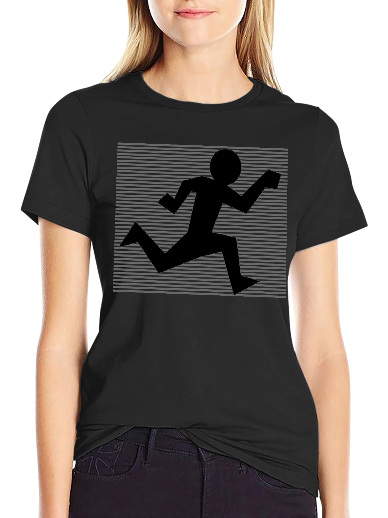 Retro Runner Graphic Tee - Black Crew Neck