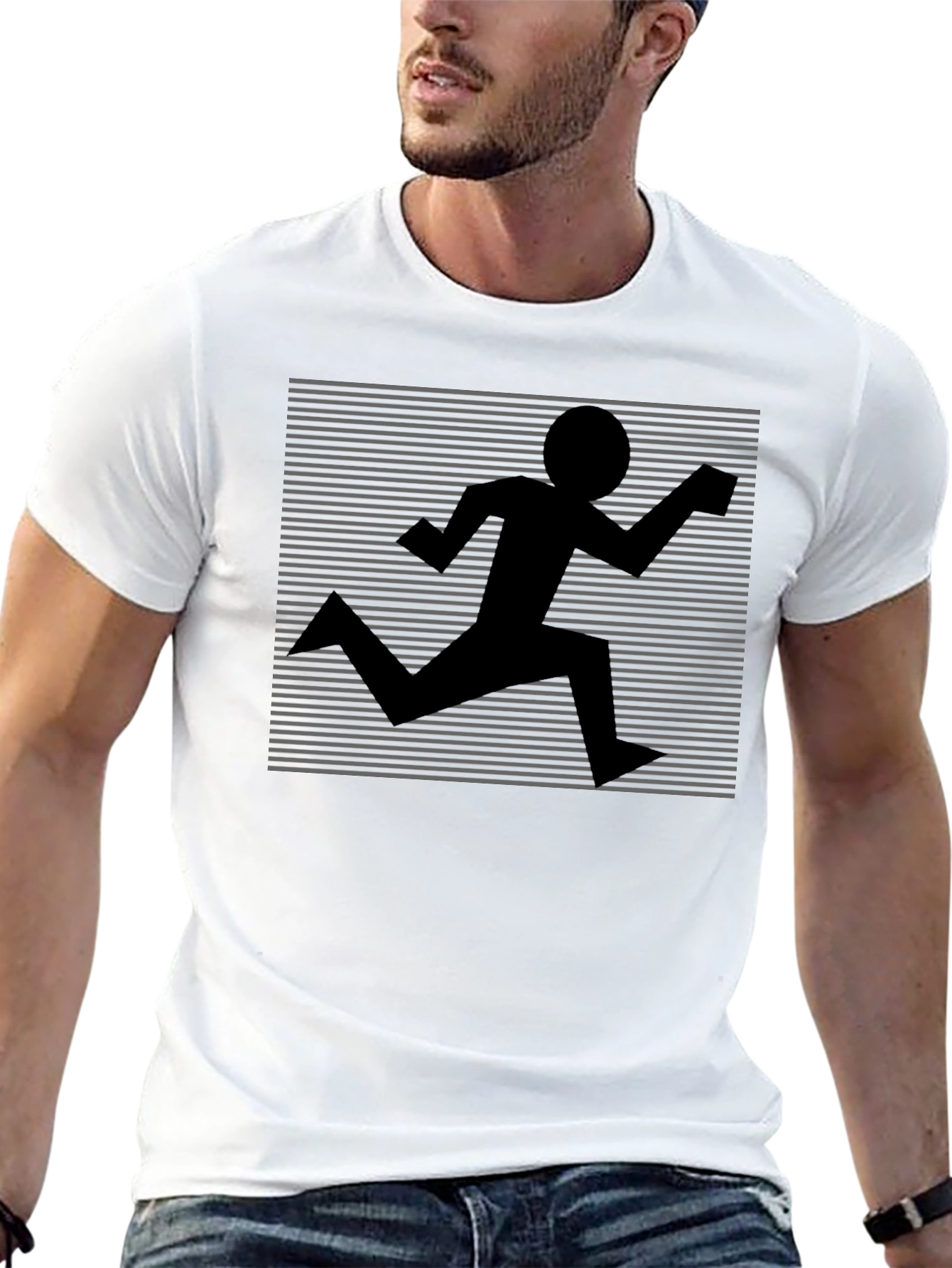 Retro Runner Graphic Tee - Black Crew Neck