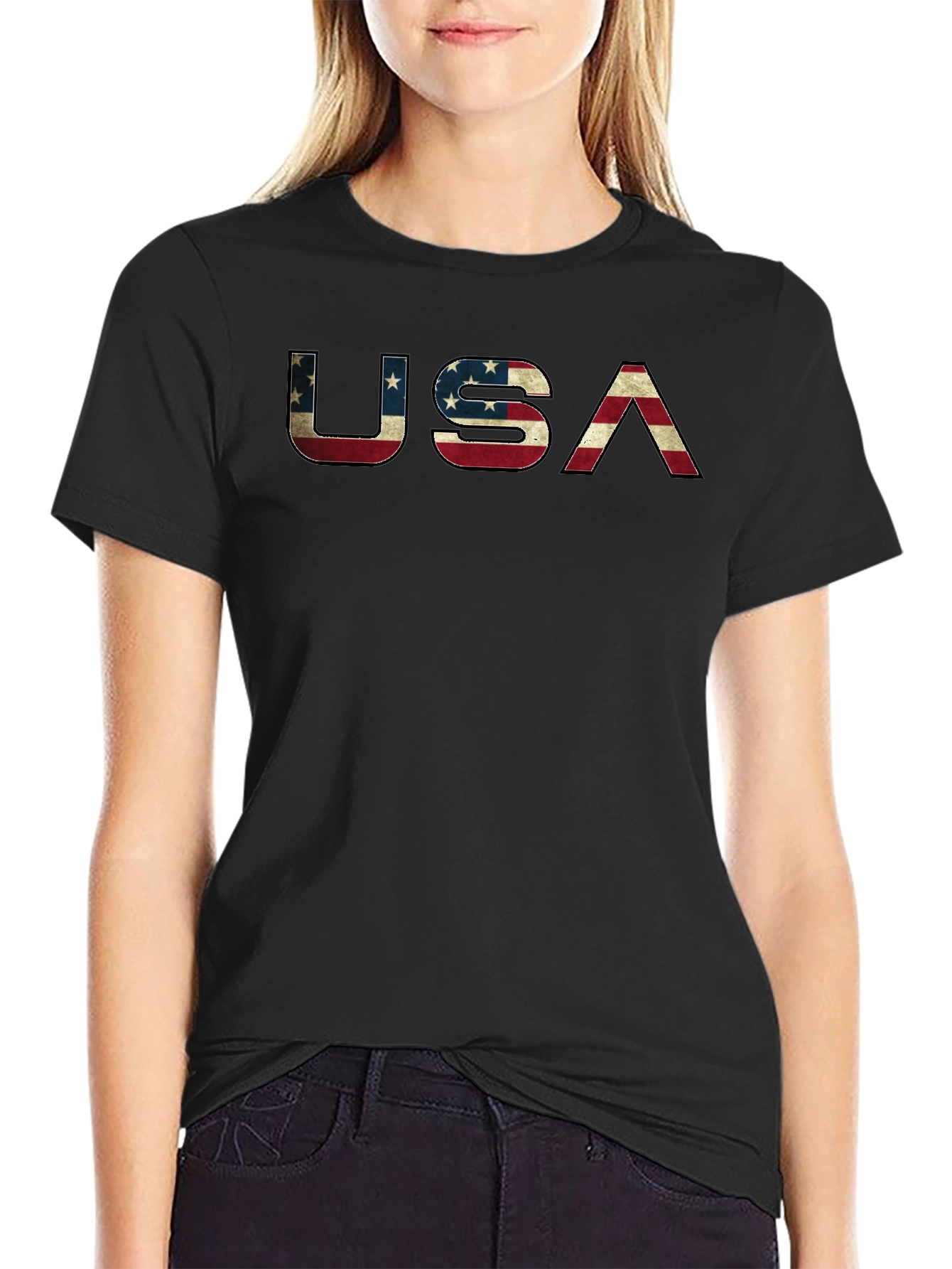 USA Flag Graphic Print Mens T-Shirt - Patriotic Design