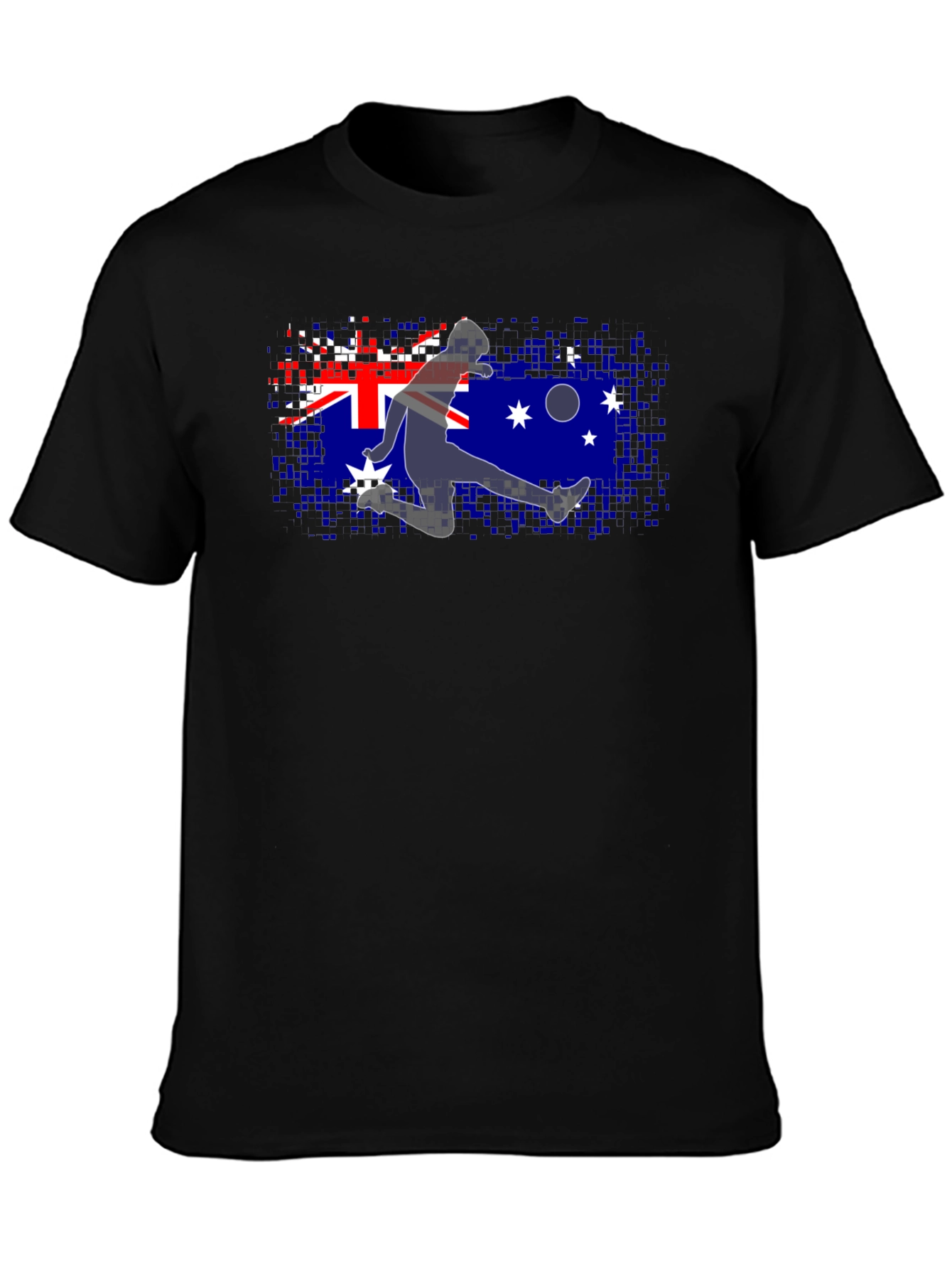 Australia Flag Soccer Player Black T-Shirt