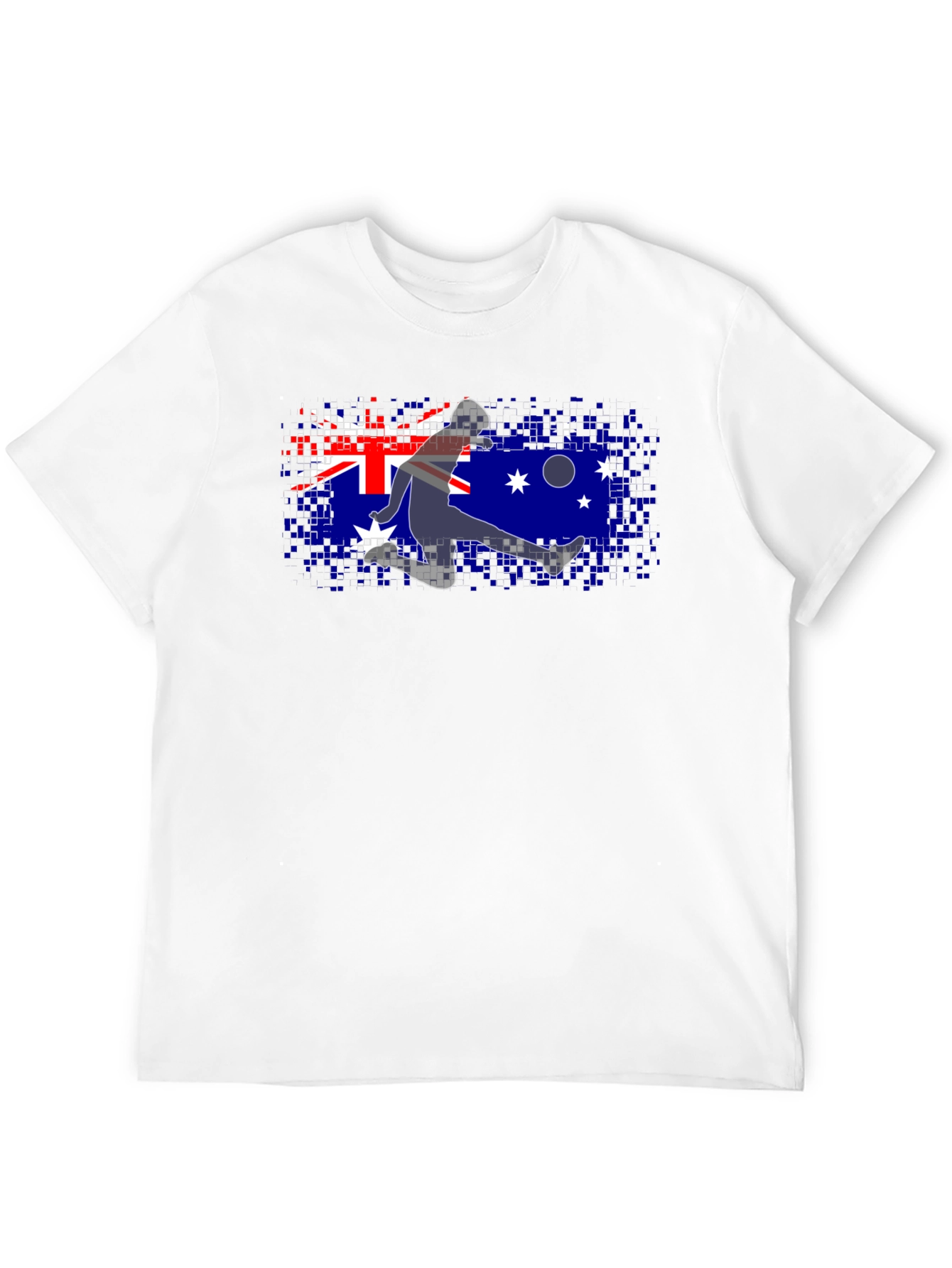 Australia Flag Soccer Player Black T-Shirt