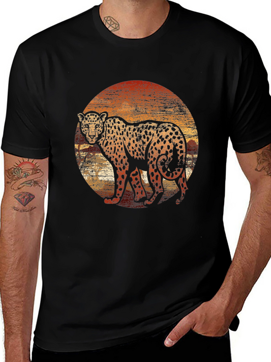 Vintage Leopard Graphic Tee - Black