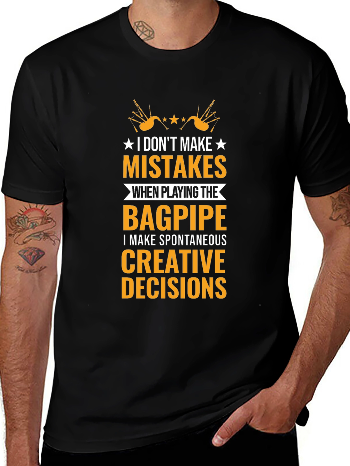 Bagpipe Players T-Shirt: No Mistakes Creative Decisions