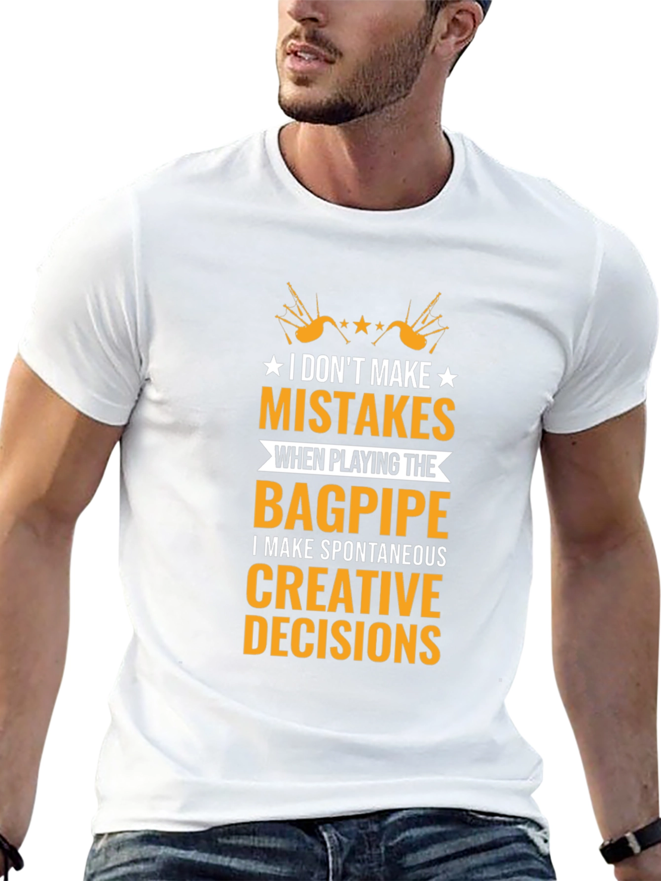 Bagpipe Players T-Shirt: No Mistakes Creative Decisions