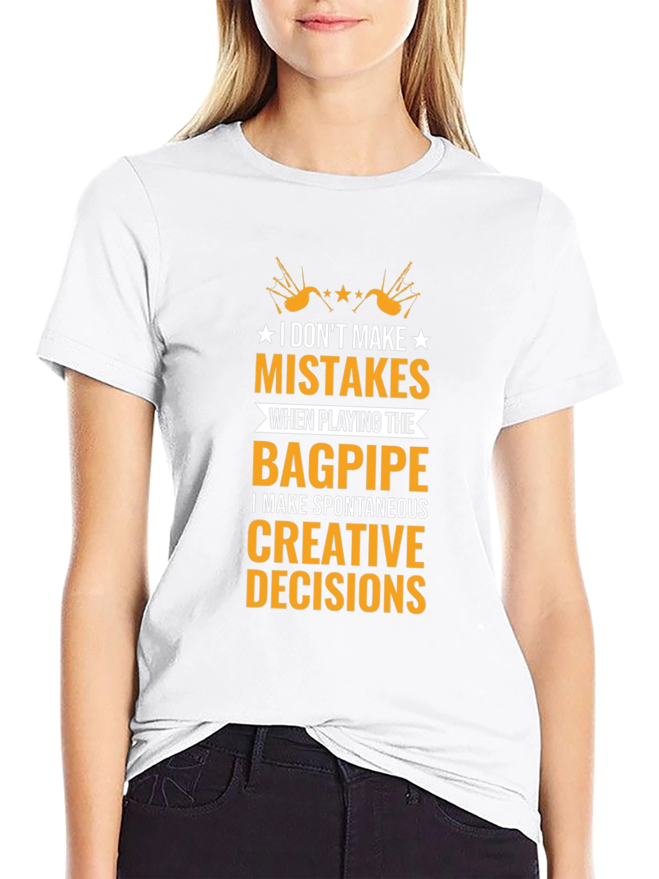 Bagpipe Players T-Shirt: No Mistakes Creative Decisions
