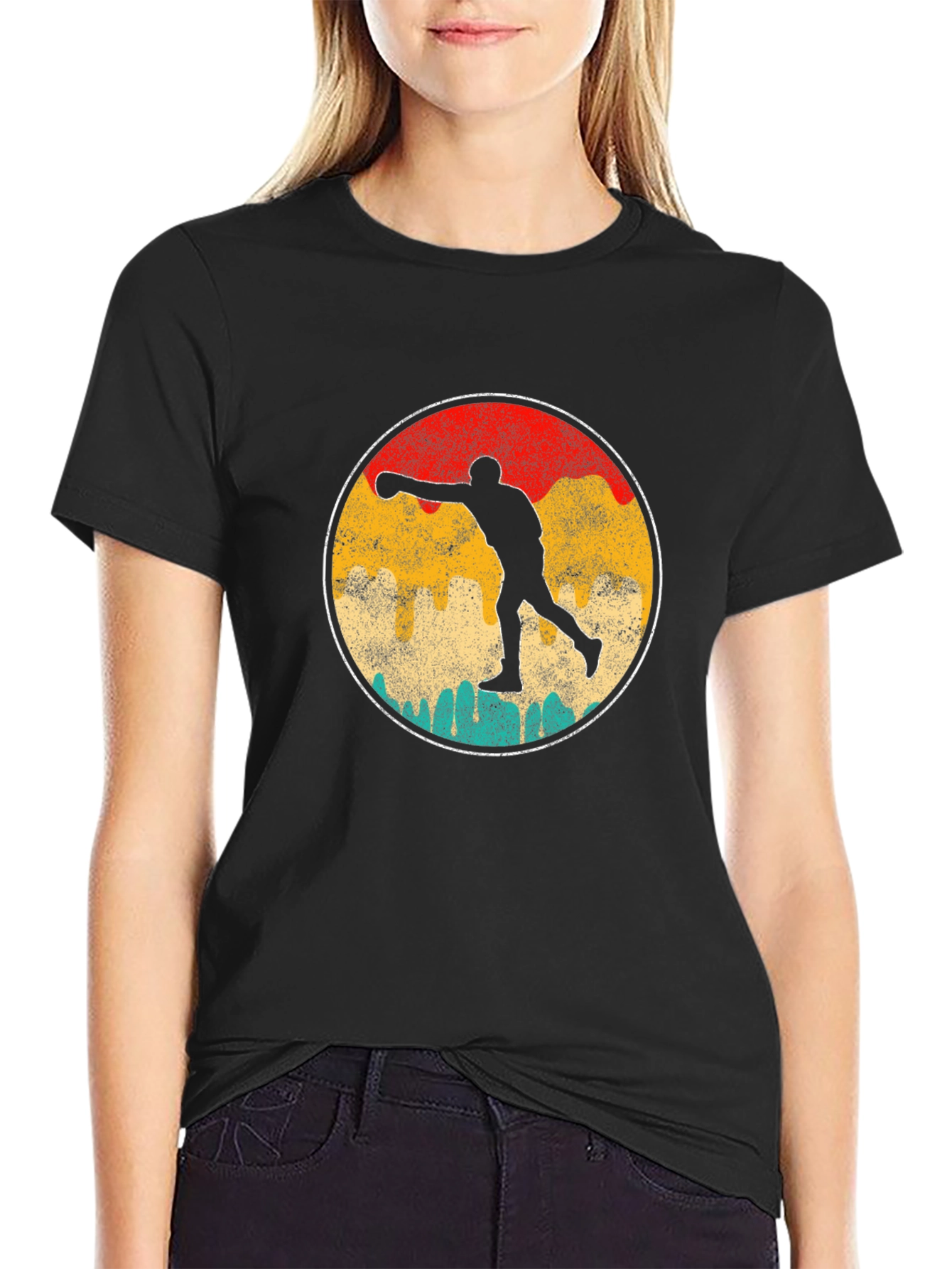 Retro Boxer Silhouette Graphic Tee - Black