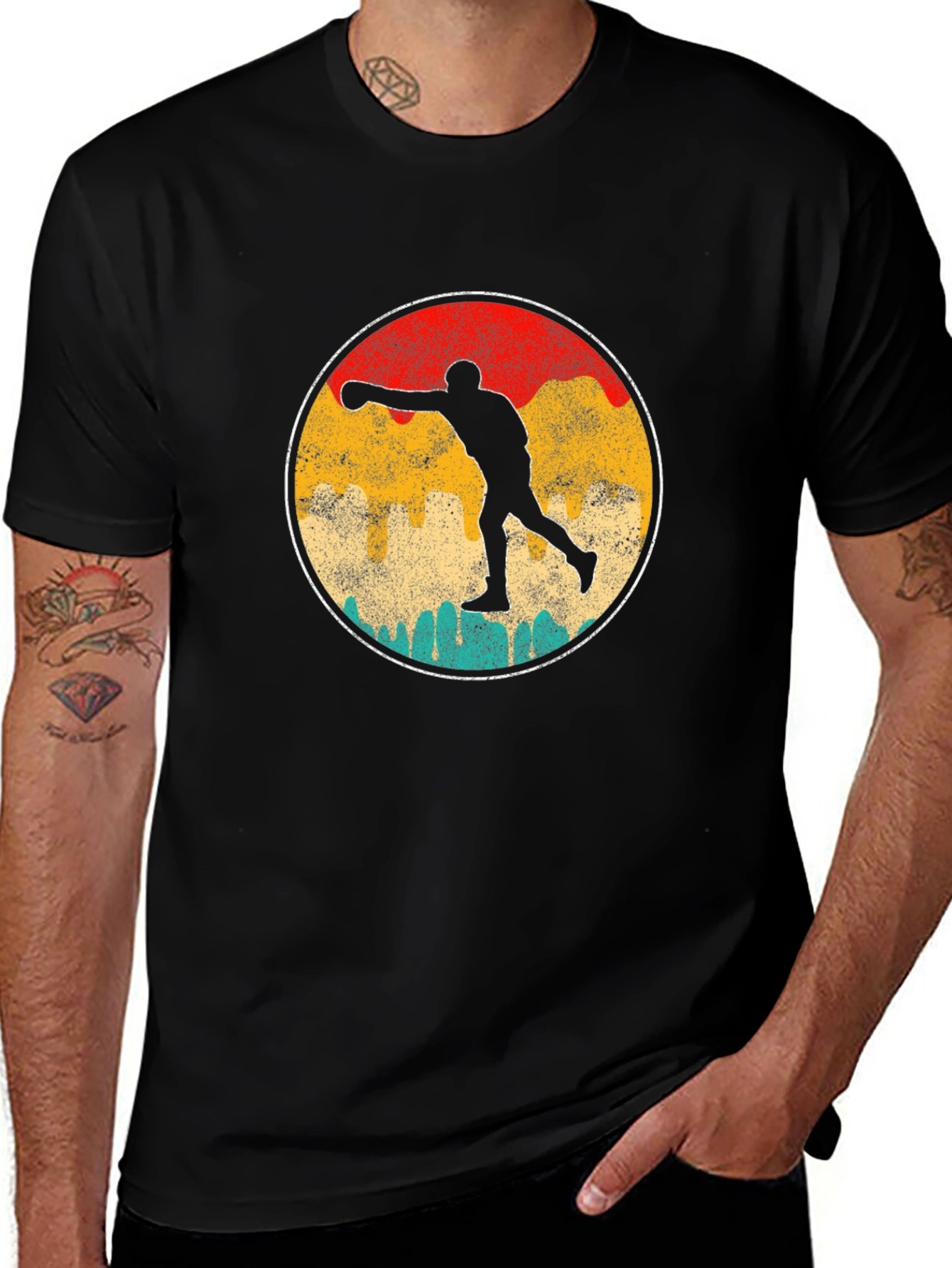 Retro Boxer Silhouette Graphic Tee - Black