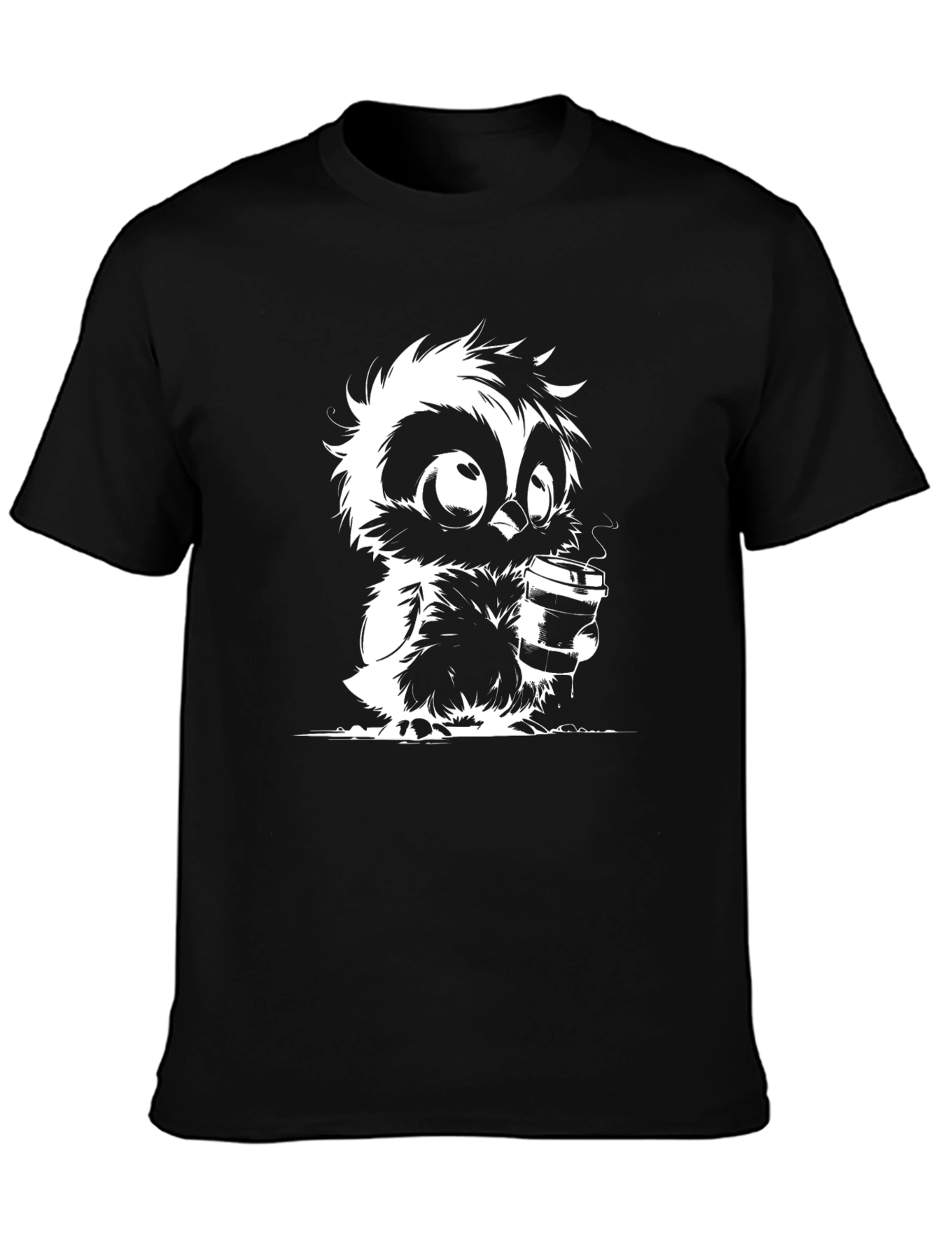 Owl Coffee Lover Graphic T-Shirt - Black