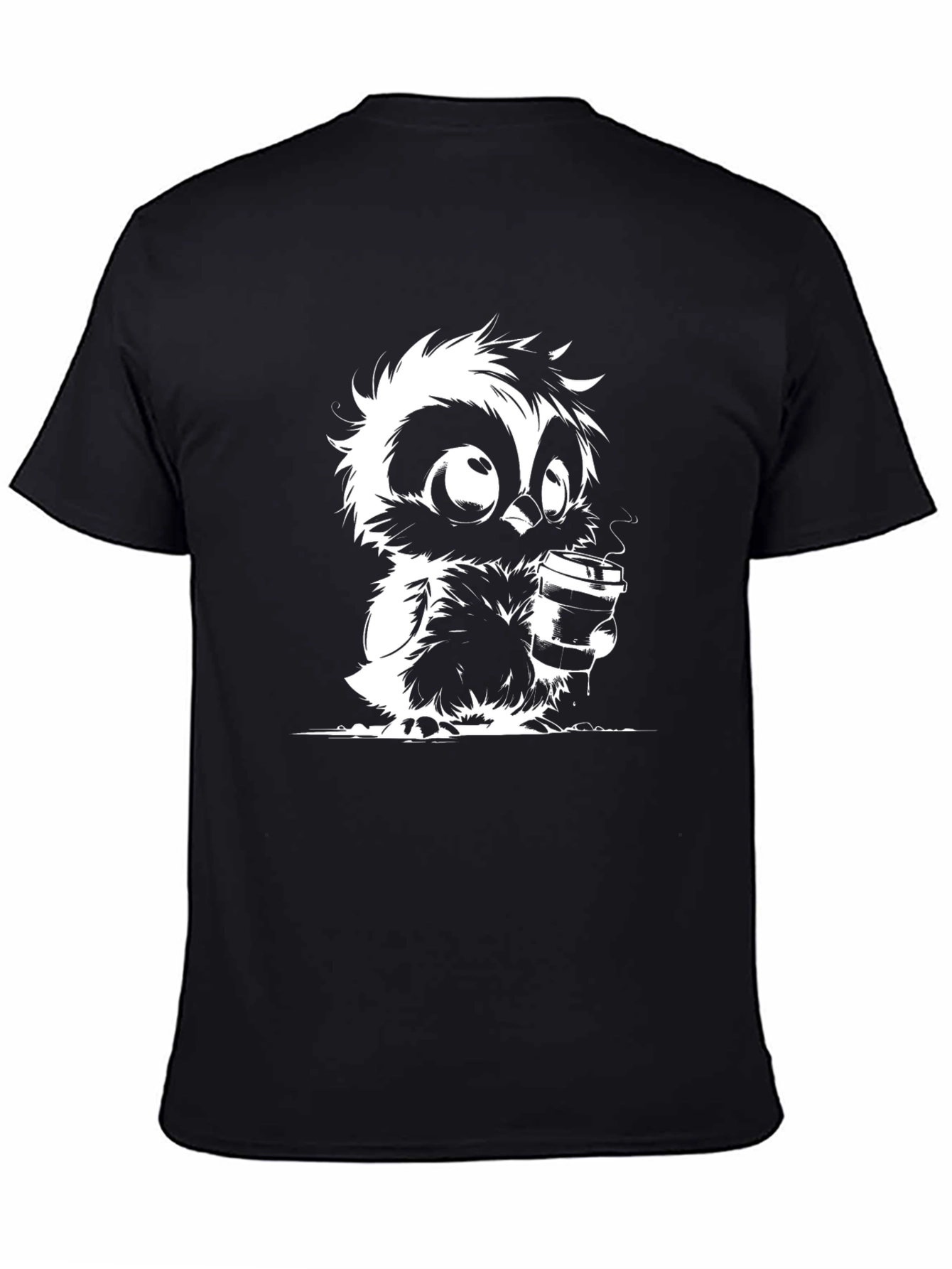 Owl Coffee Lover Graphic T-Shirt - Black