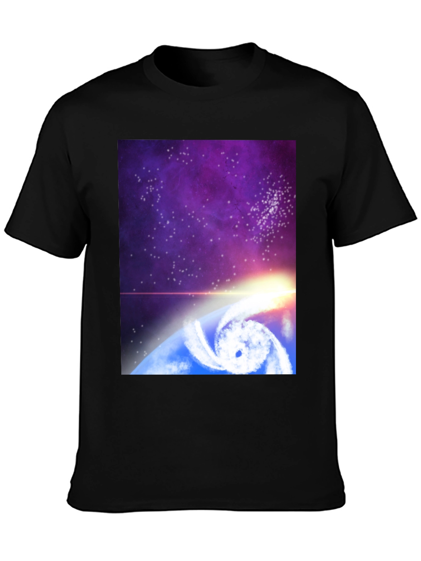 Cosmic Hurricane Graphic Tee - Black Cotton Blend