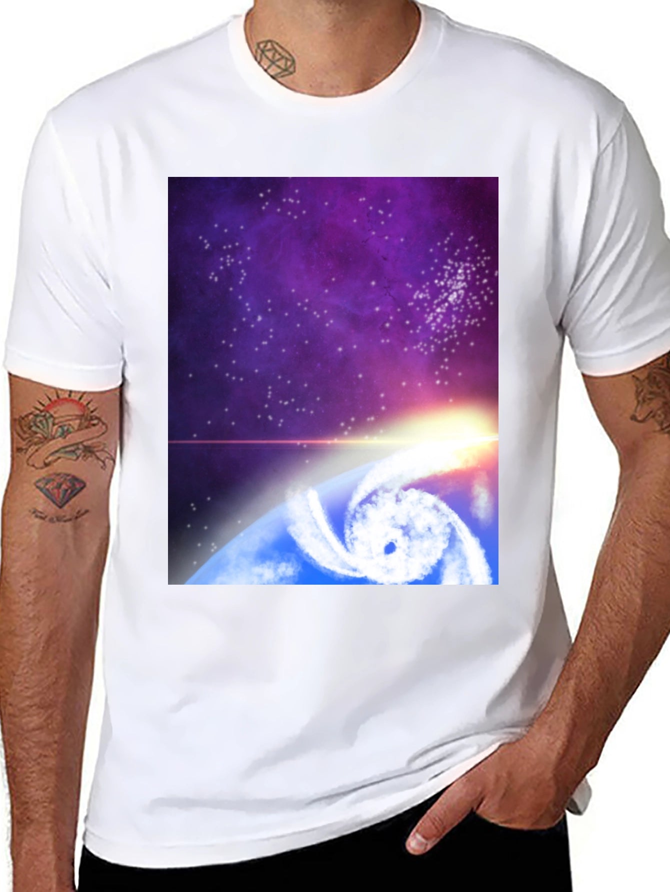 Cosmic Hurricane Graphic Tee - Black Cotton Blend